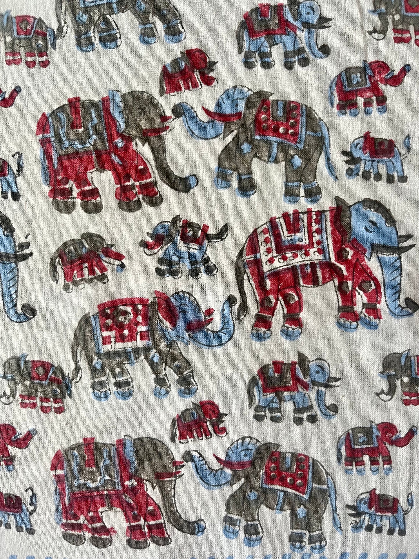 Hand Block Printed Napkins Elephants in Precession