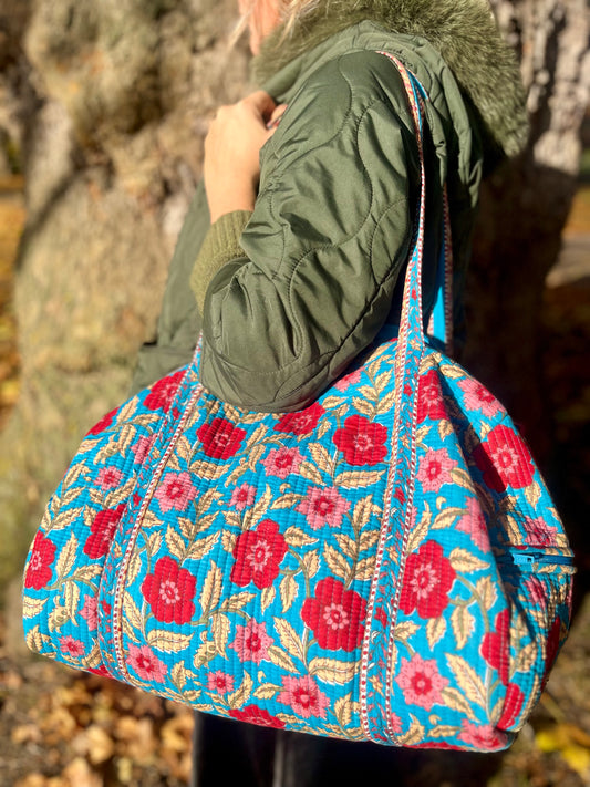 Blue Delphinium Weekend Duffle Bag