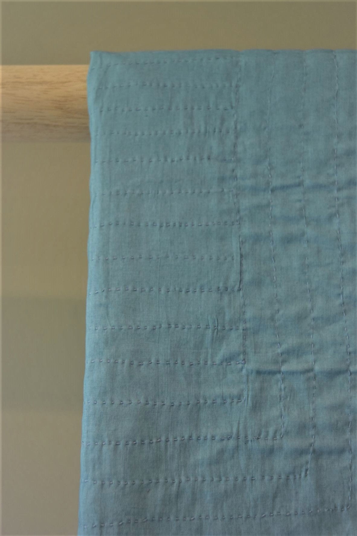 Blue kantha stitch cotton baby blanket