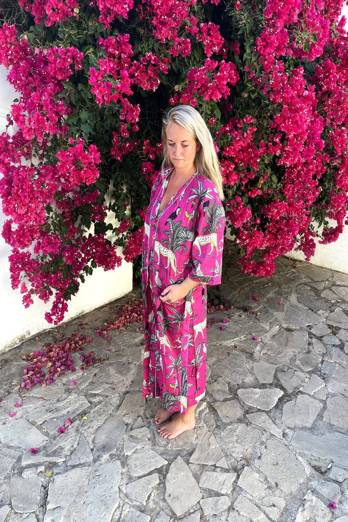 cotton kimono dressing gown Hand Block Printed Kimono Dressing Gown Robe