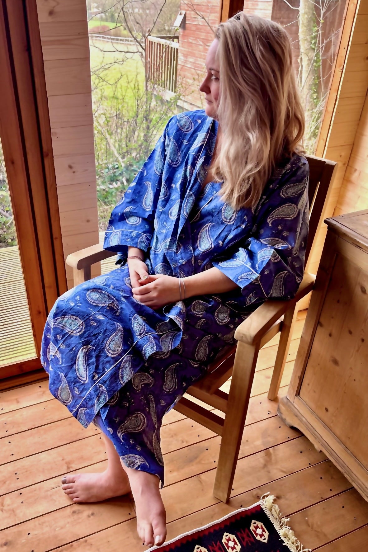 Blue Paisley Kimono Style Gown