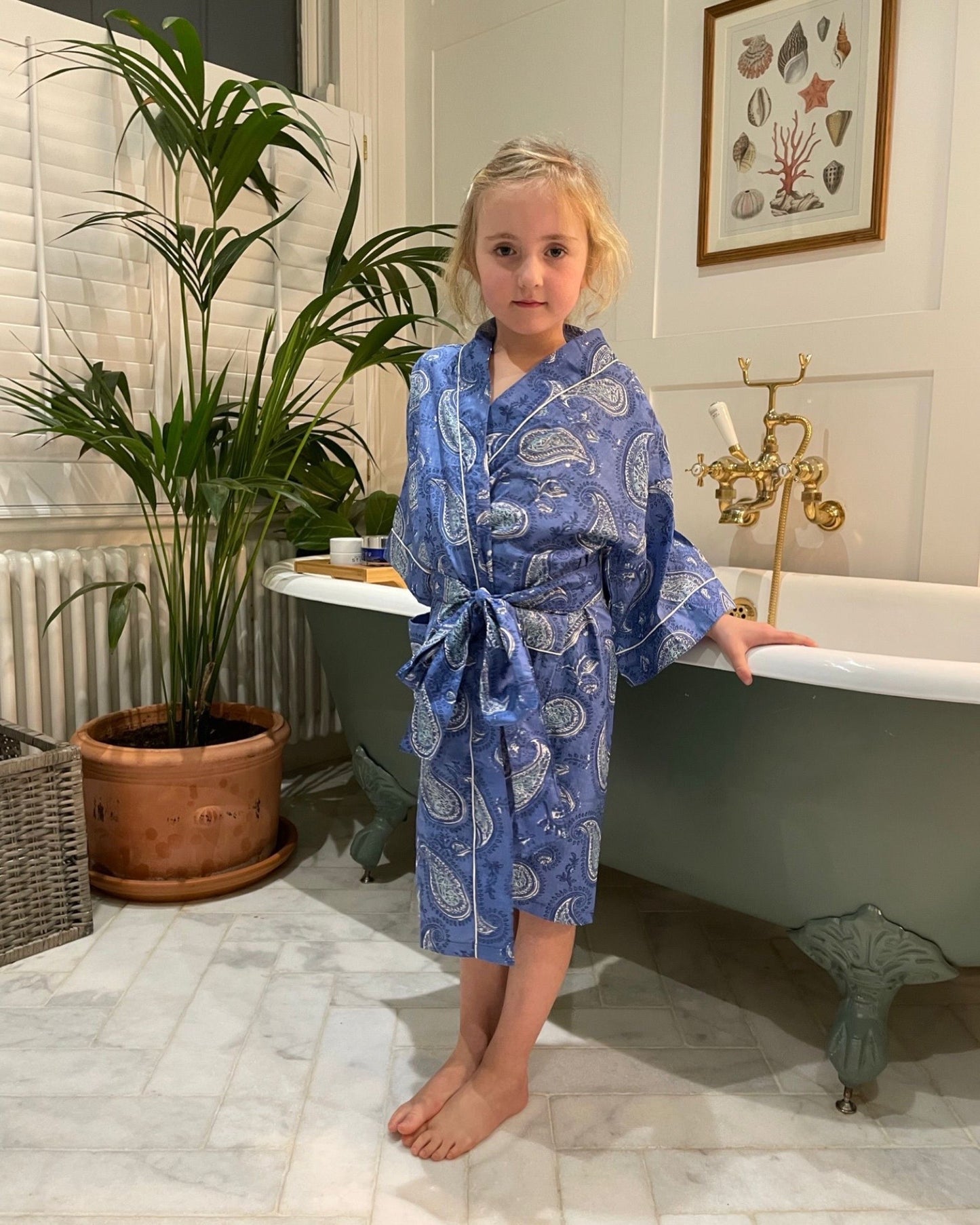 Blue Paisley Kimono Style Gown
