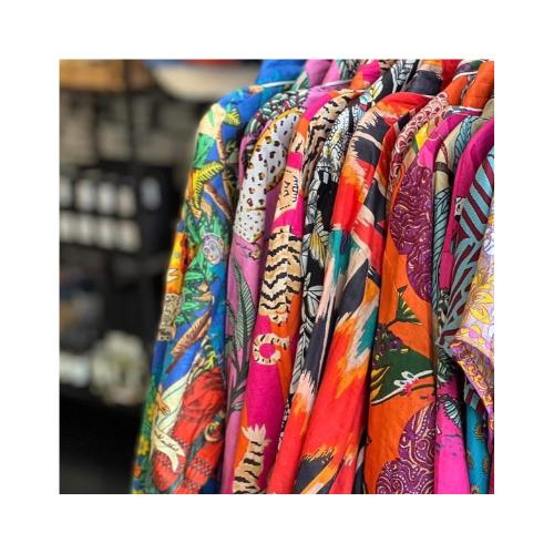 kimono style clock print cotton dressing gown mid length weddings lounge bridesmaid