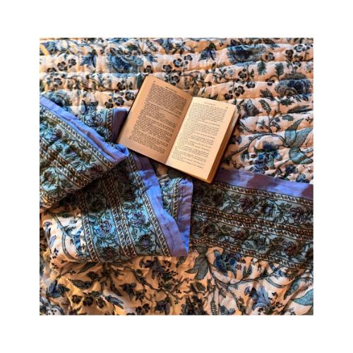 king sized block printed cotton quilt