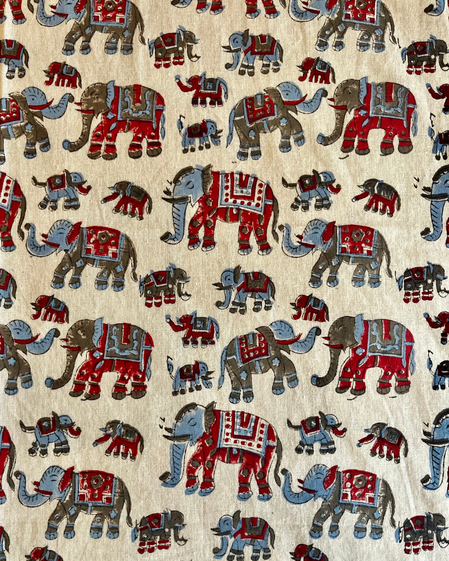 Hand Block Printed Tablecloths: Elephants in Precession