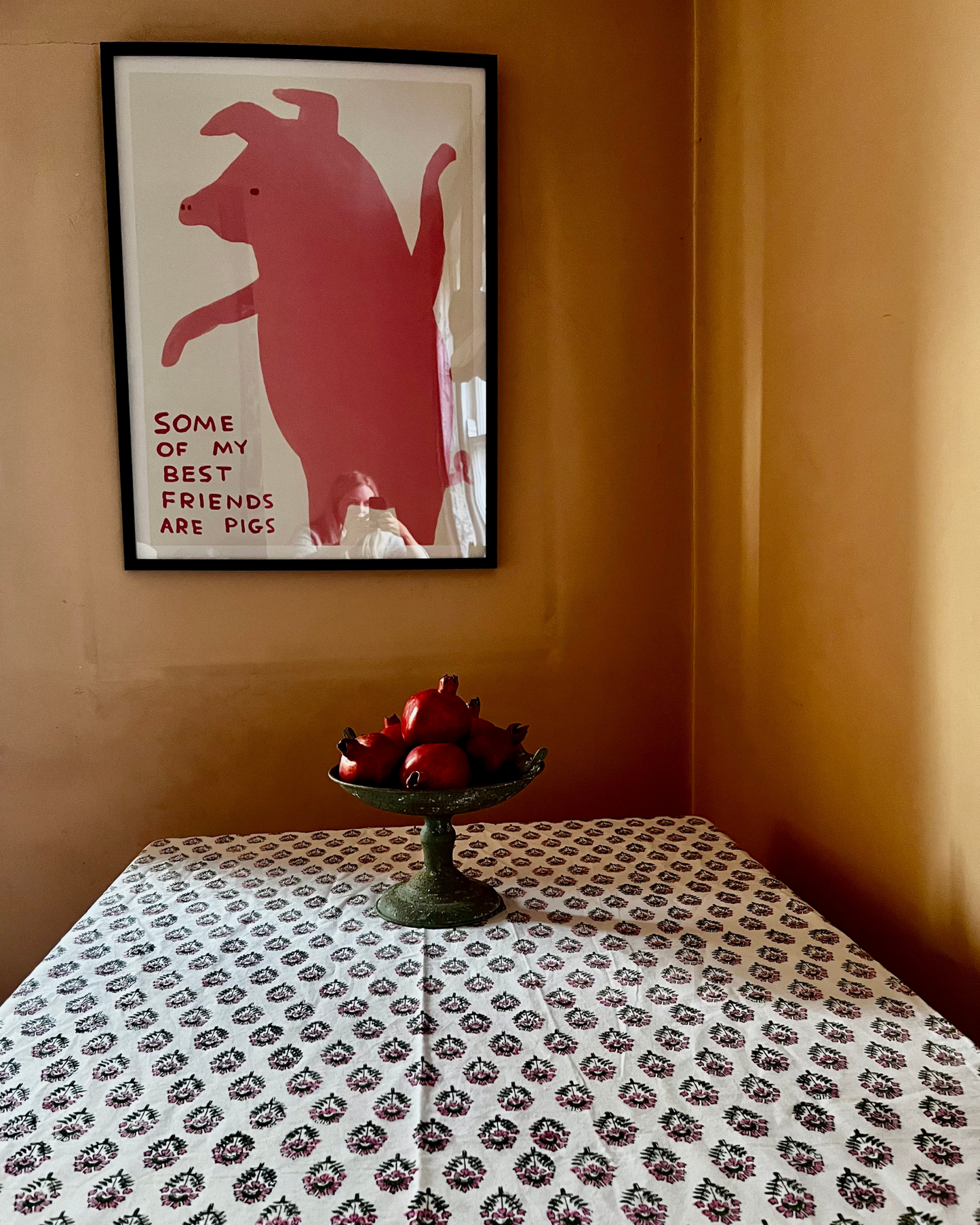 Hand Block Printed Tablecloths: Pink City Roses