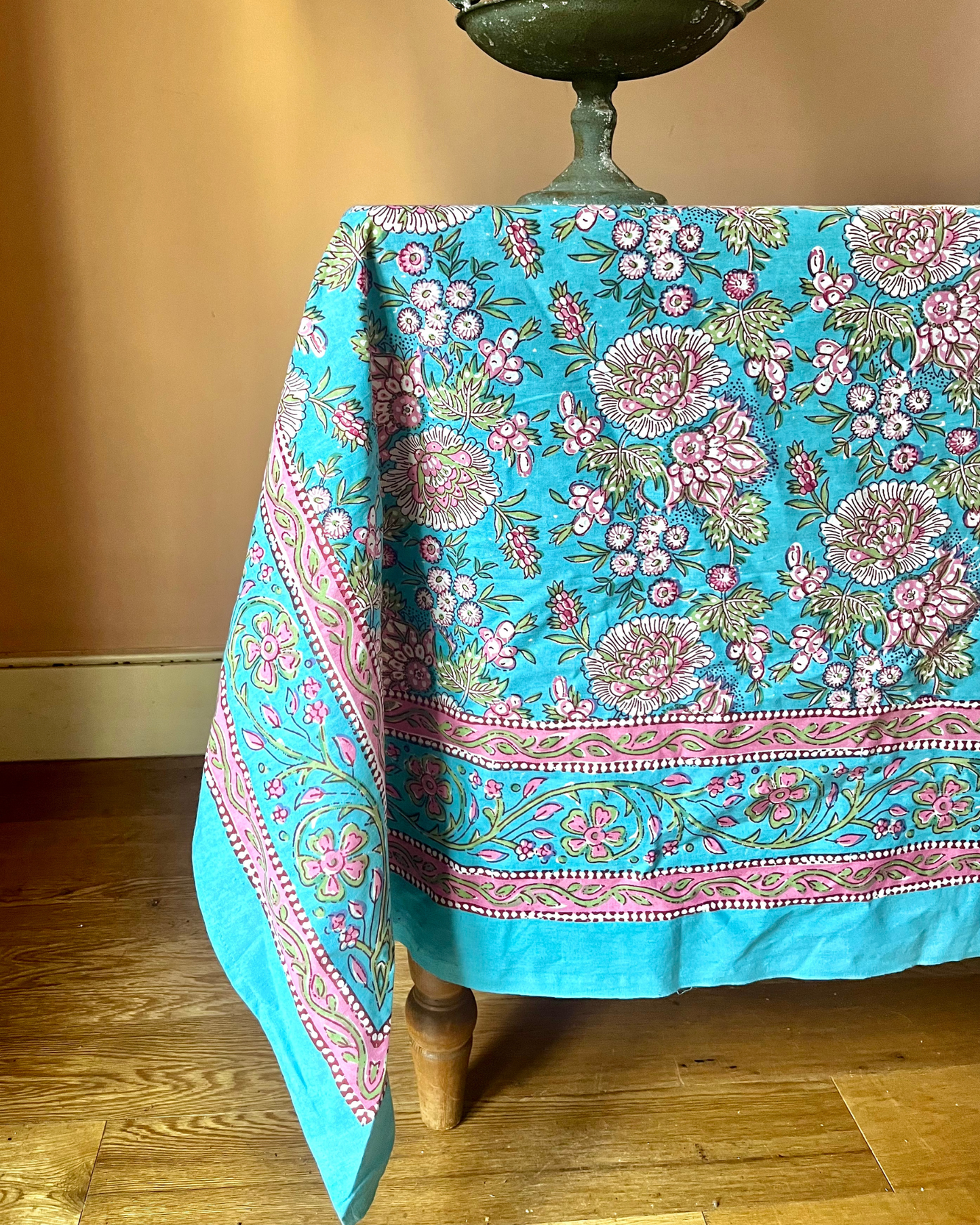 Hand Block Printed Tablecloth Sky Garden