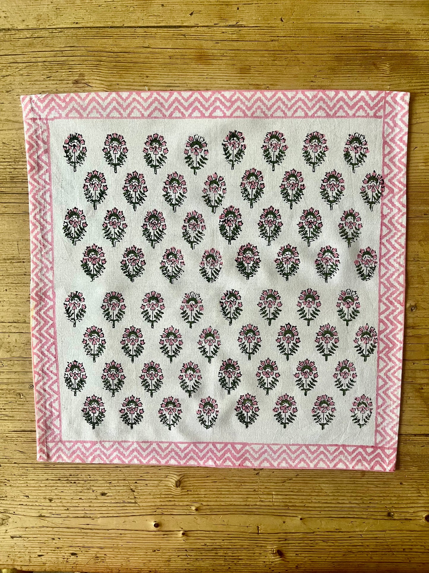 Hand Block Printed Napkins Pink City Roses