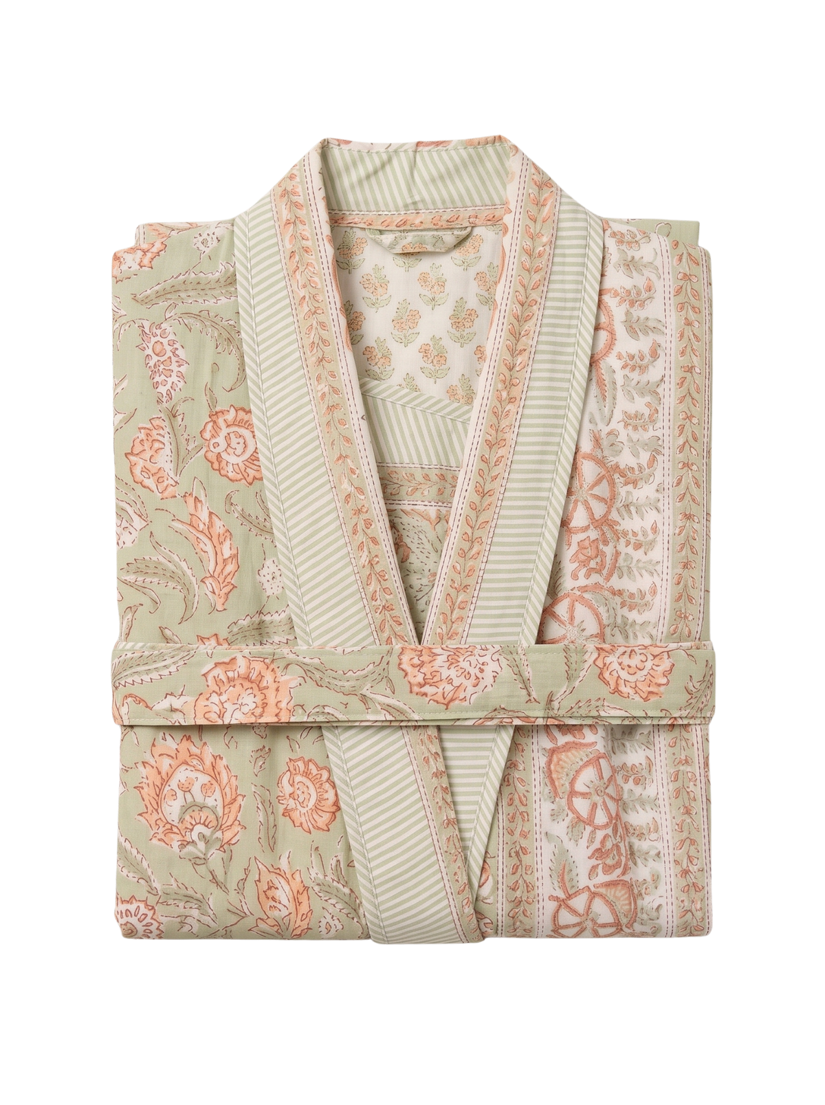 Pistachio Block Print Dressing Gown
