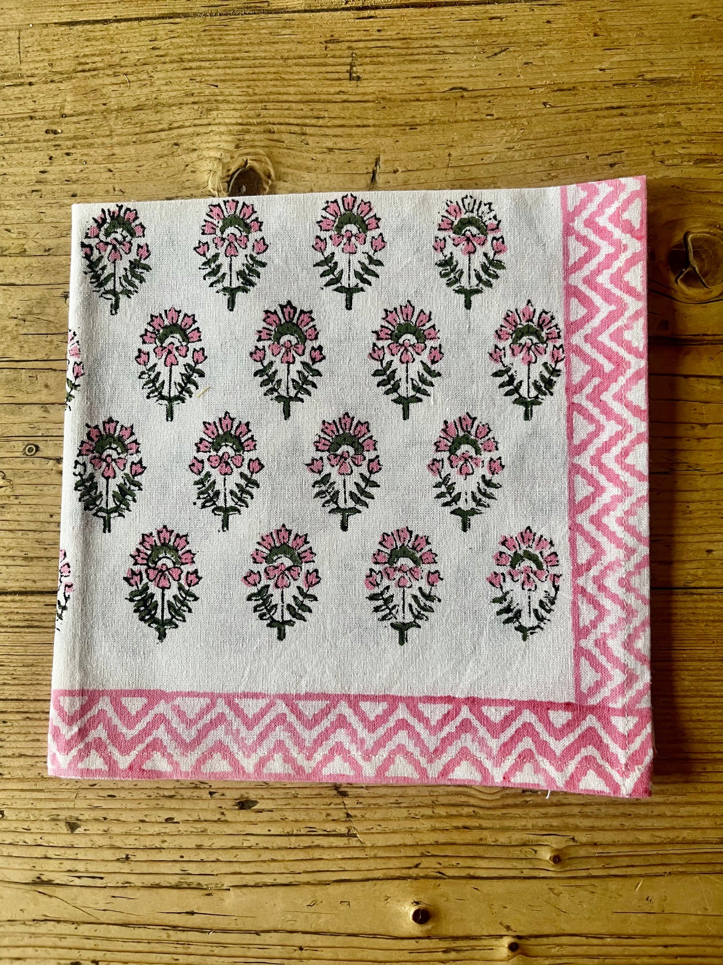 Hand Block Printed Napkins Pink City Roses