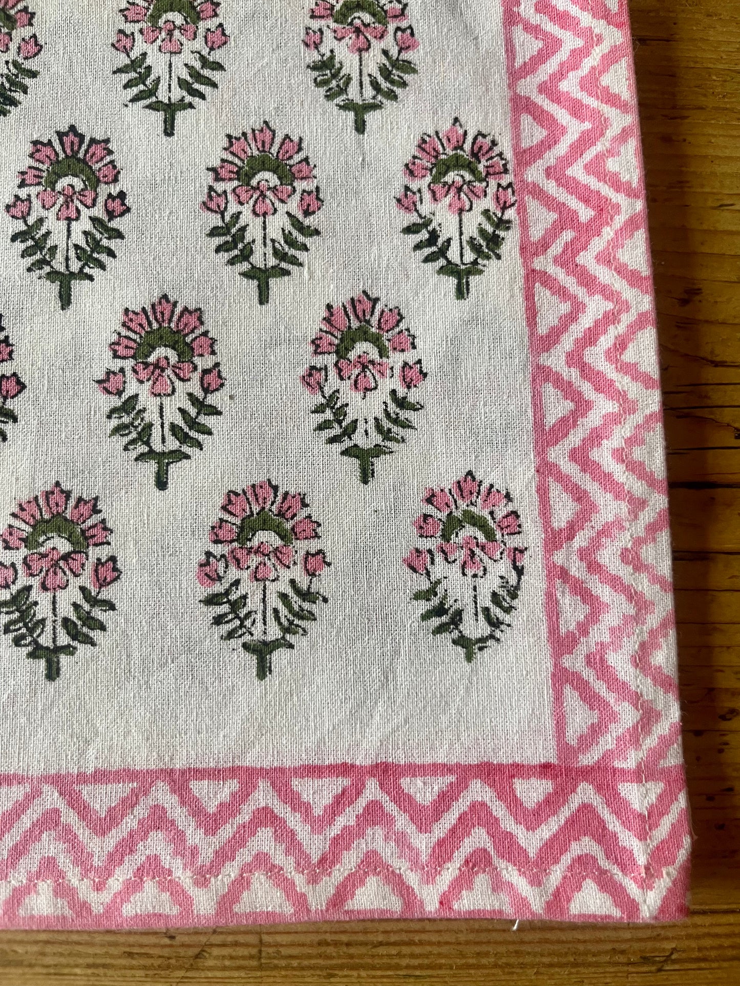 Hand Block Printed Napkins Pink City Roses