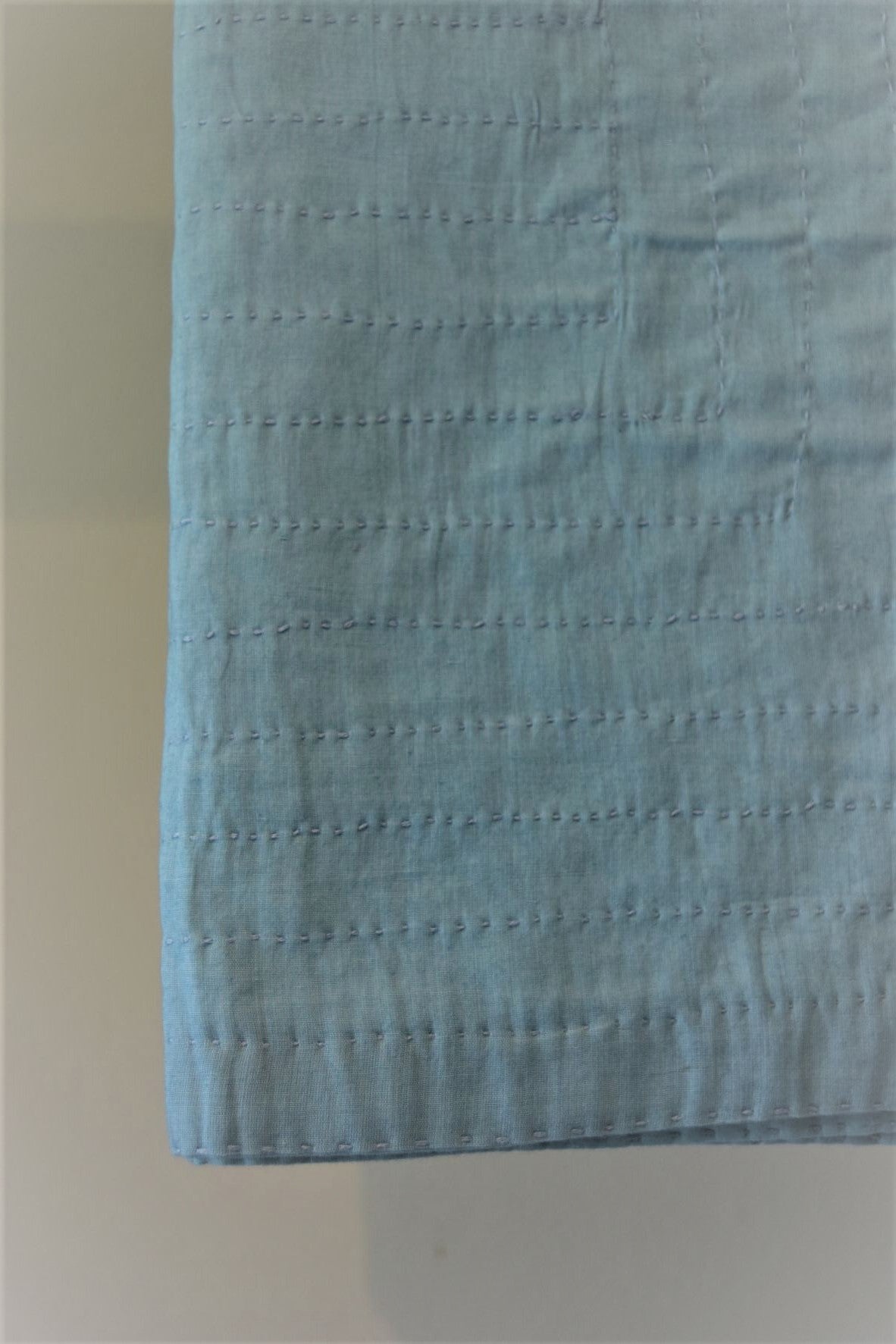 Blue kantha stitch cotton baby blanket