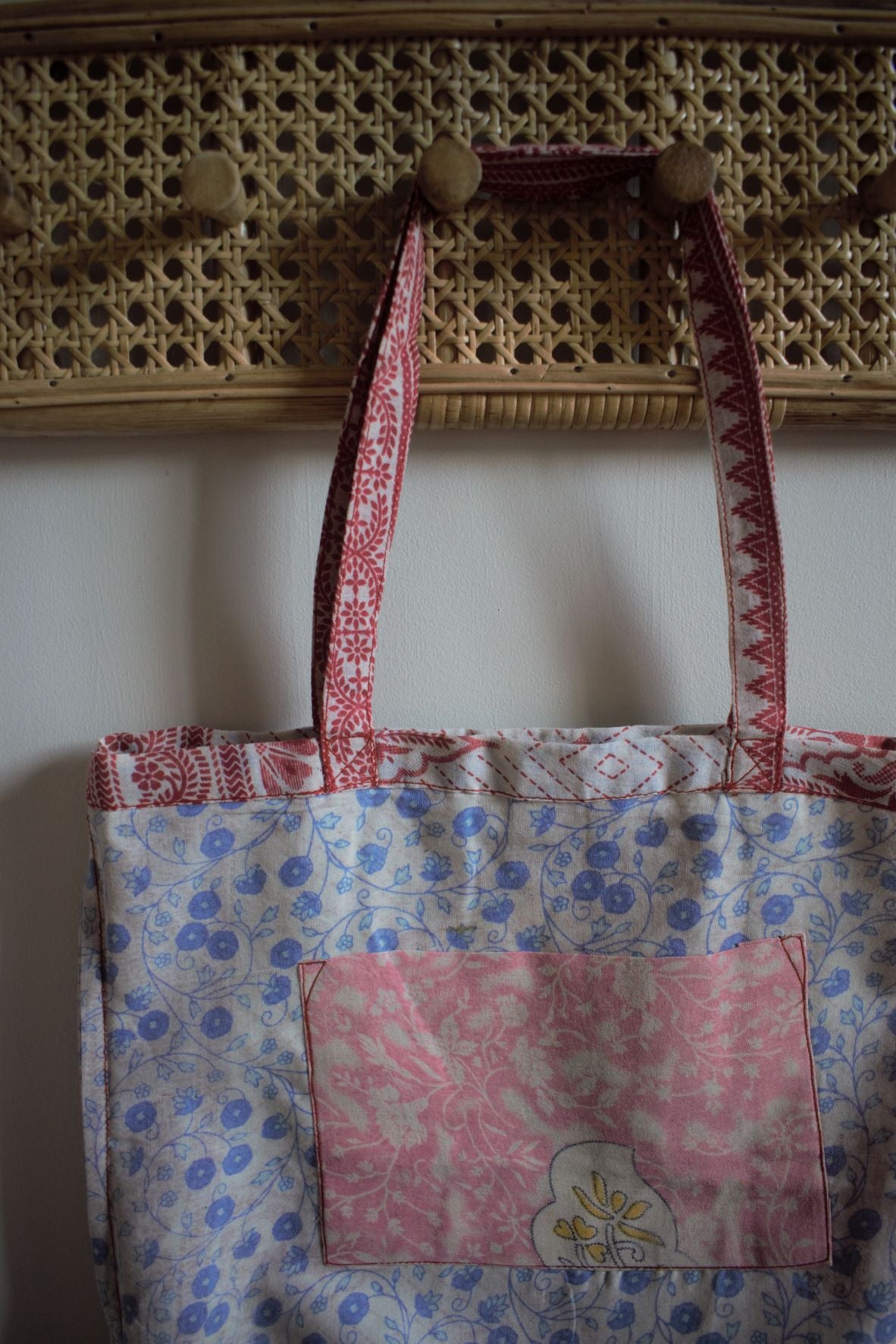 Vintage sari cotton tote shopping bag - 3
