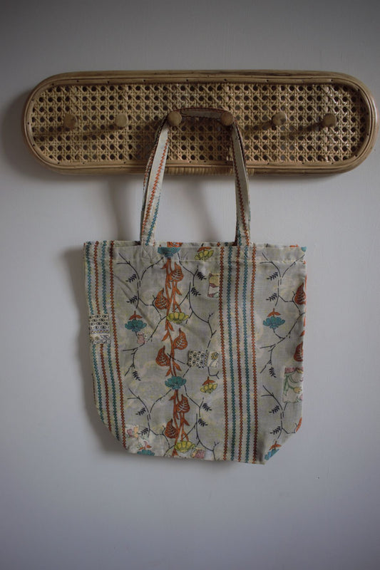 Vintage sari cotton tote shopping bag - 0