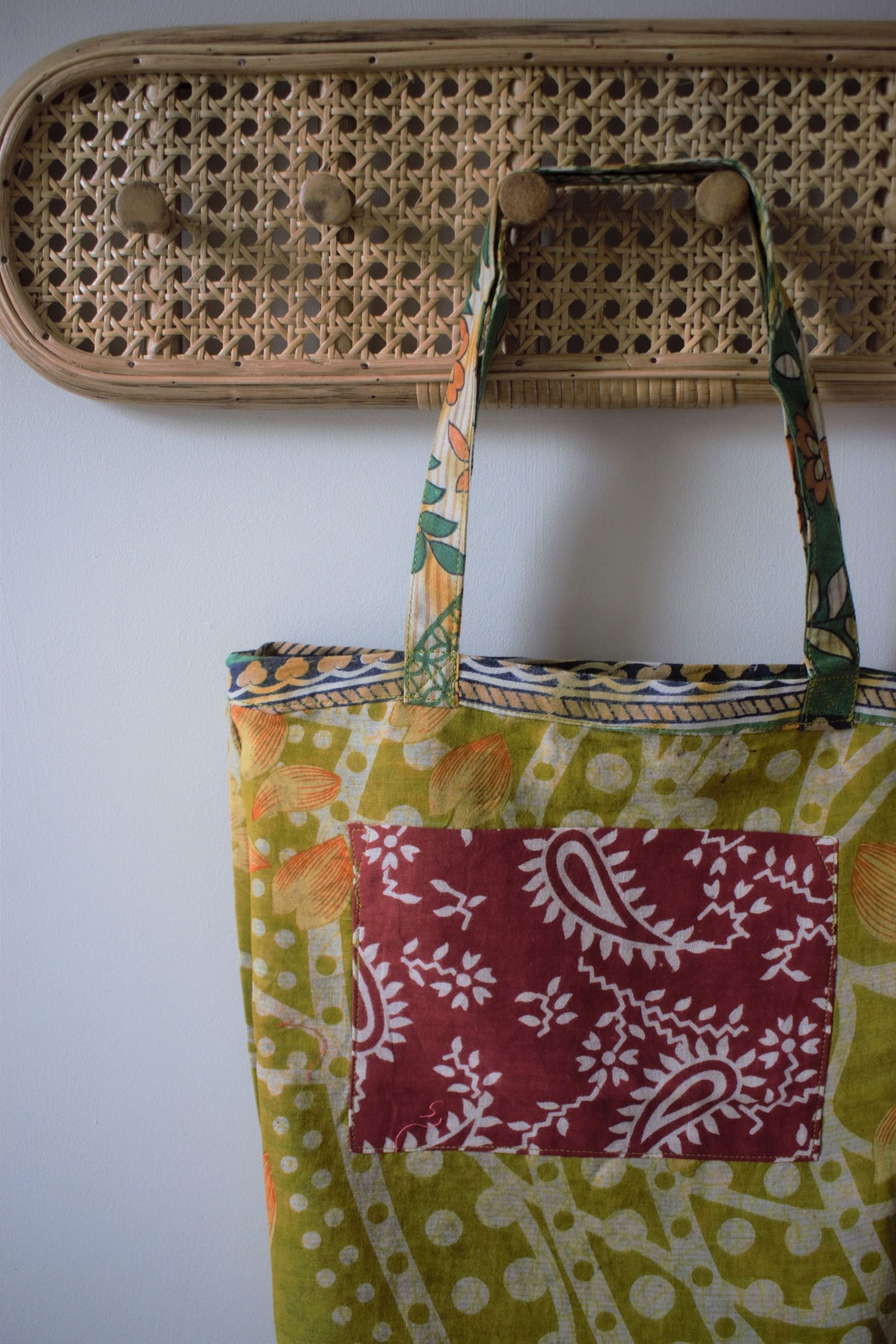 Vintage sari cotton tote shopping bag - 2