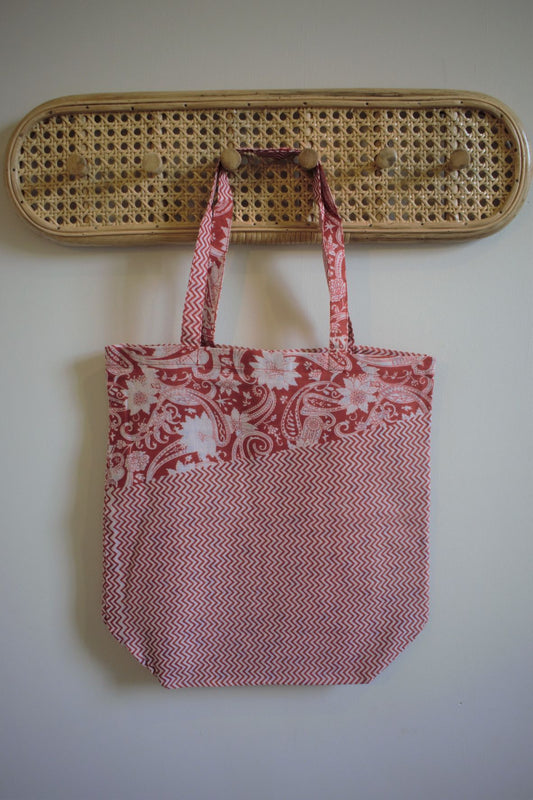 Vintage sari cotton tote shopping bag - 0