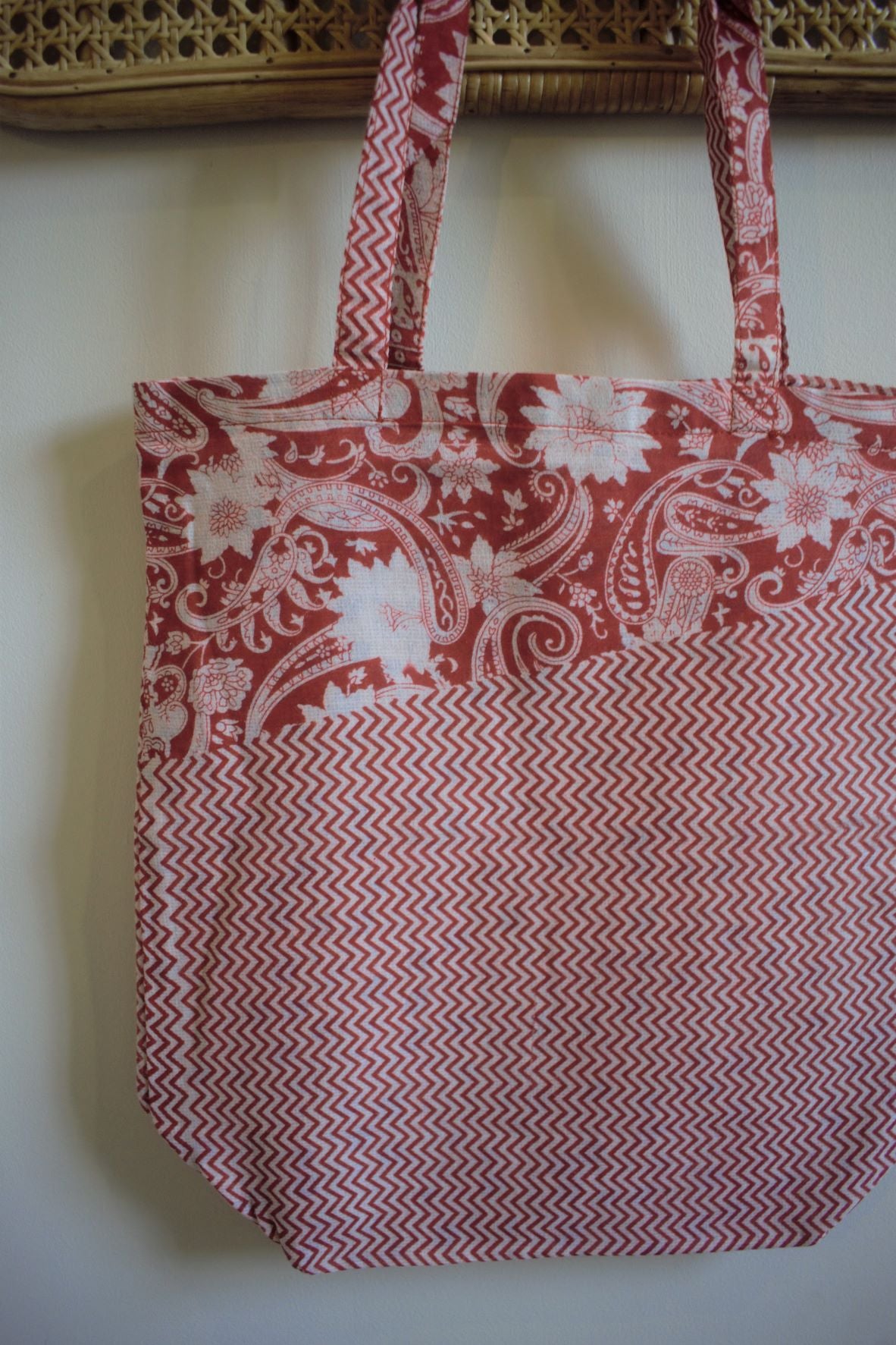 Vintage sari cotton tote shopping bag - 1