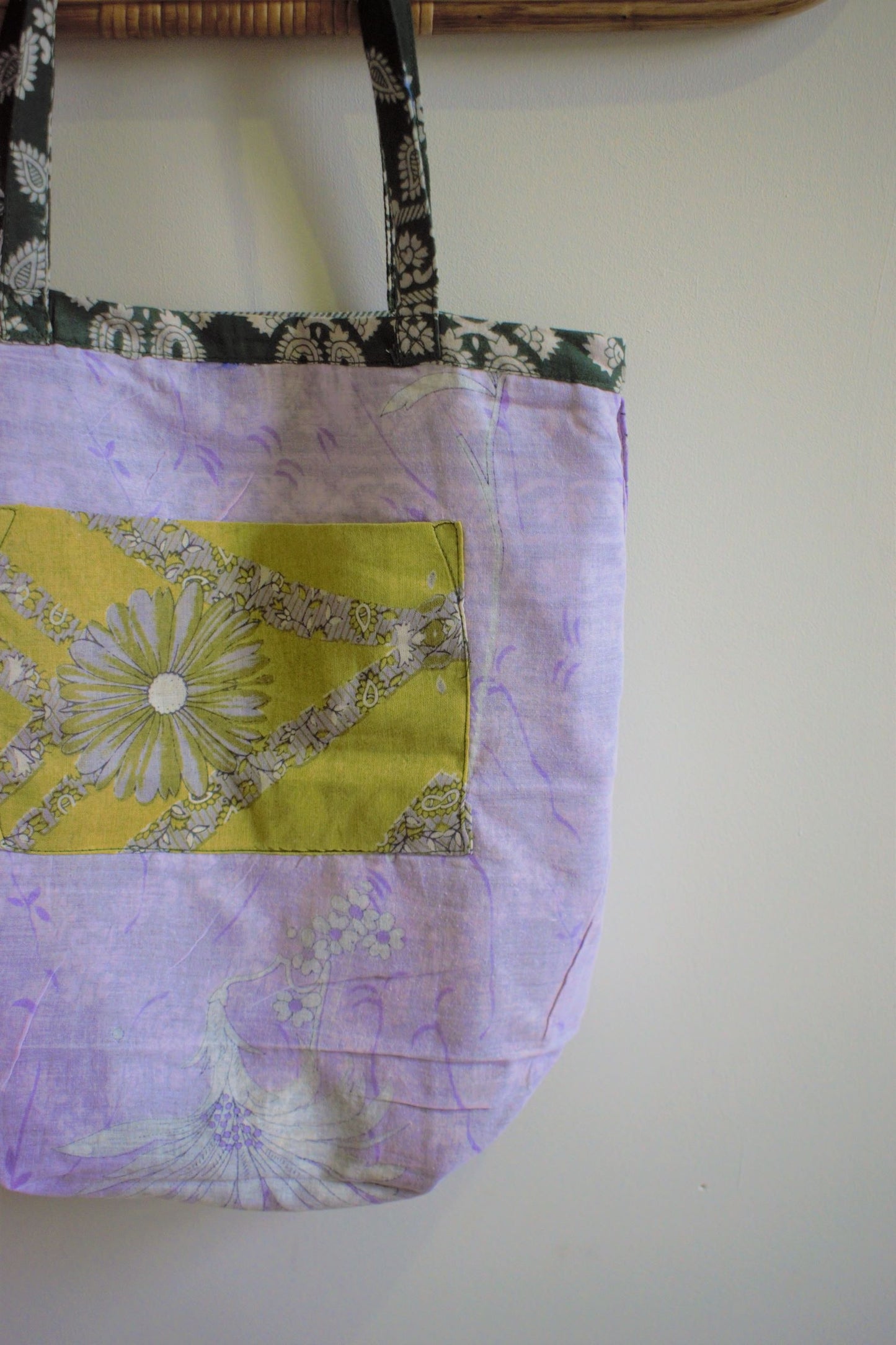 Vintage sari cotton tote shopping bag - 3