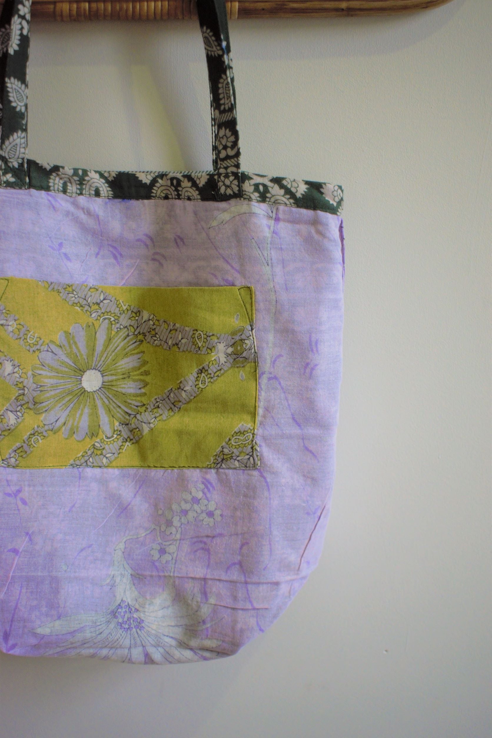 Vintage sari cotton tote shopping bag - 3