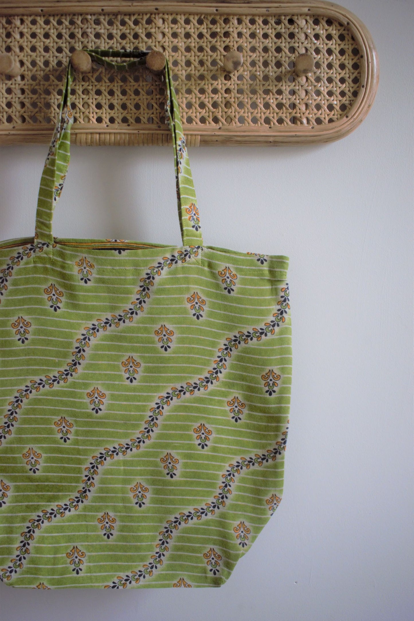 Vintage sari cotton tote shopping bag - 1