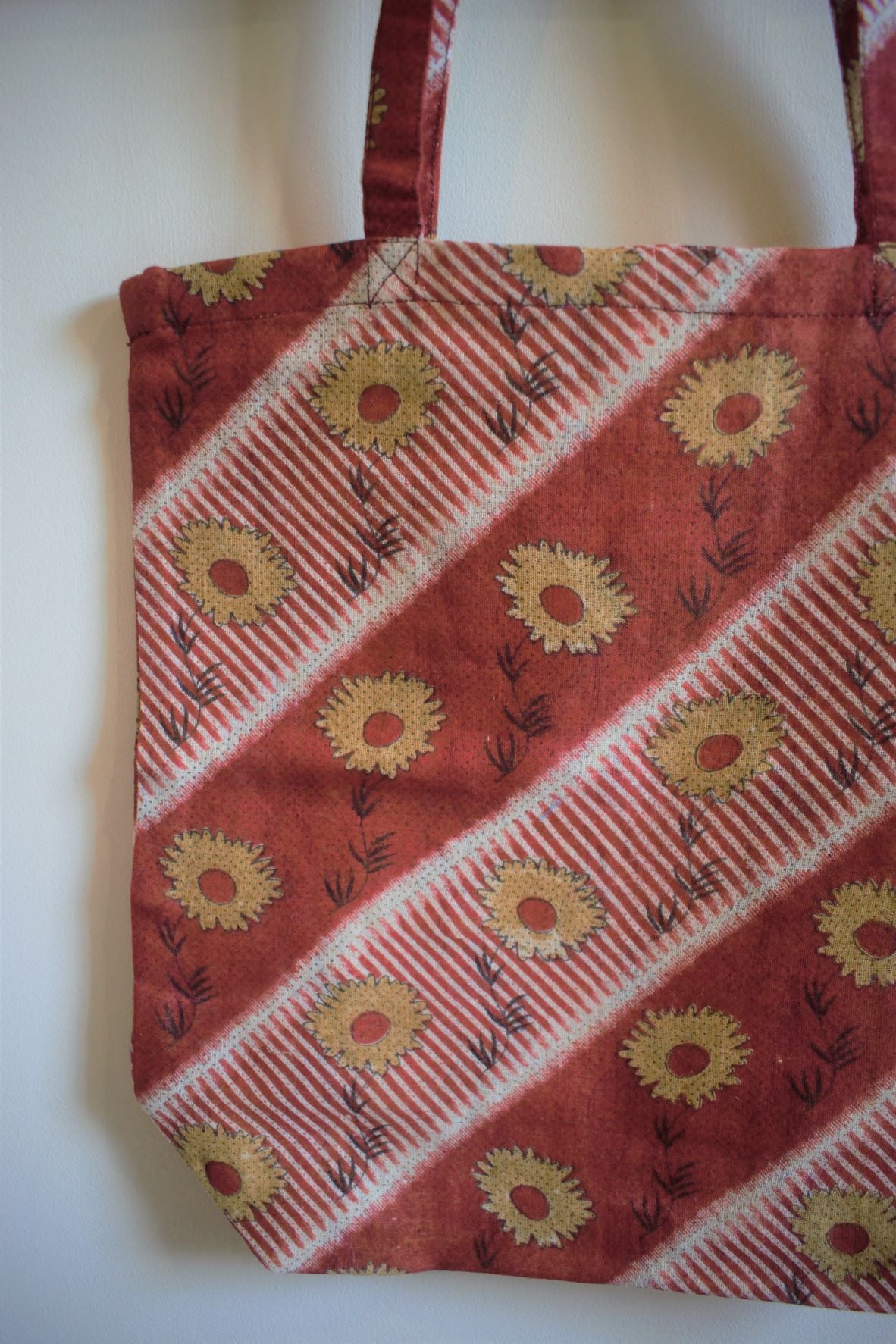Vintage sari cotton tote shopping bag - 1