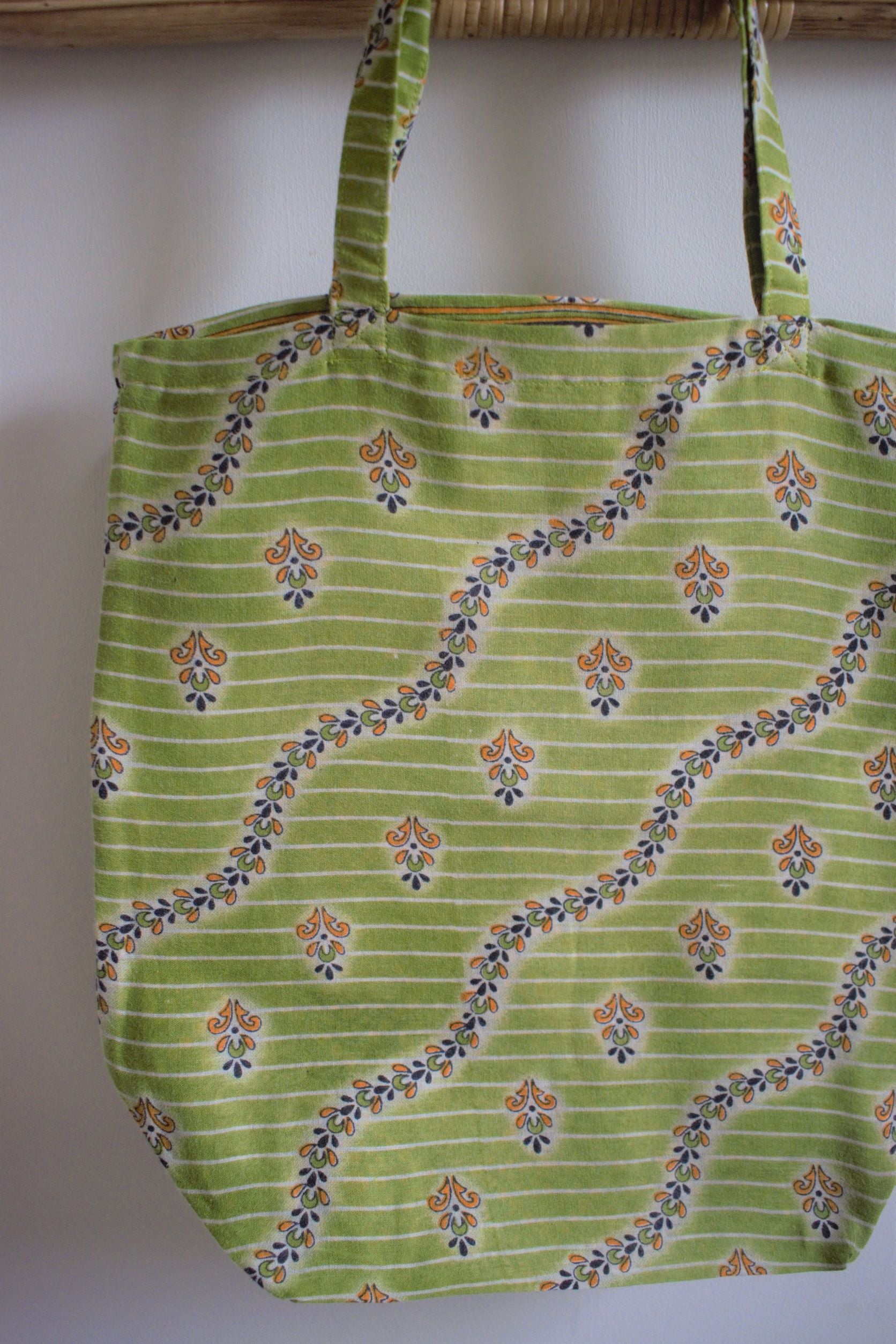 Vintage sari cotton tote shopping bag - 2