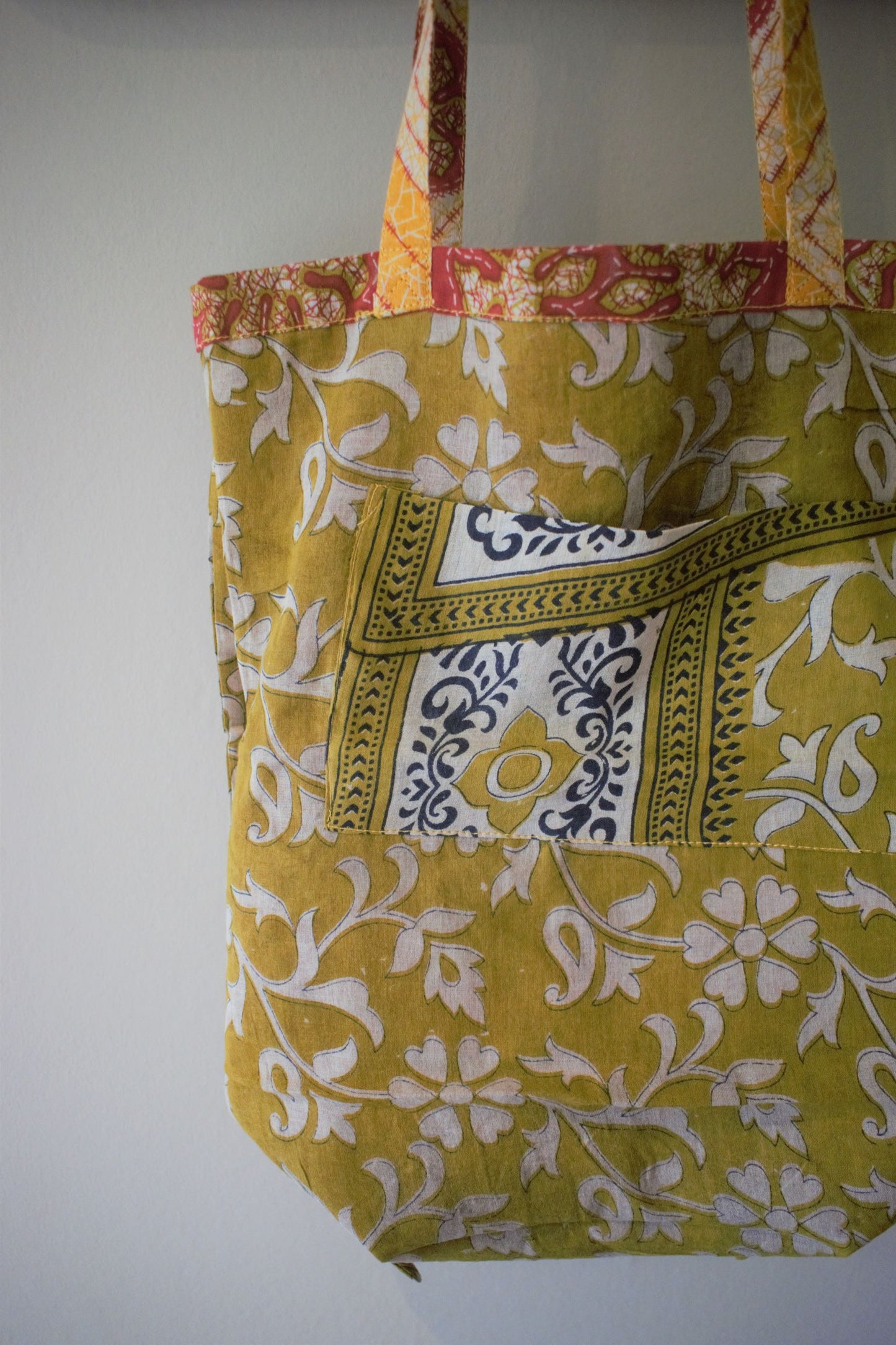 Vintage cotton sari tote shopping bags - 4