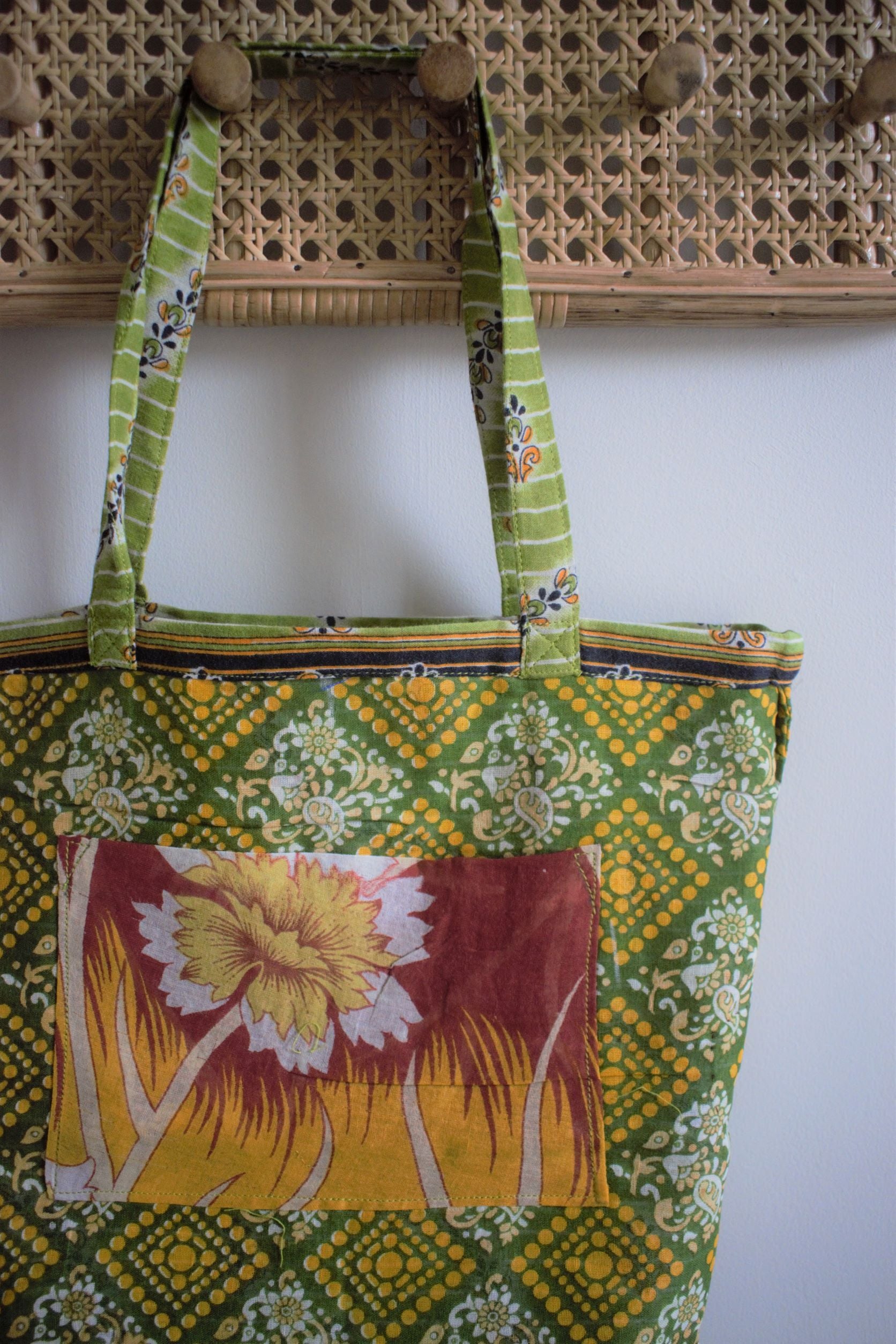 Vintage sari cotton tote shopping bag - 4