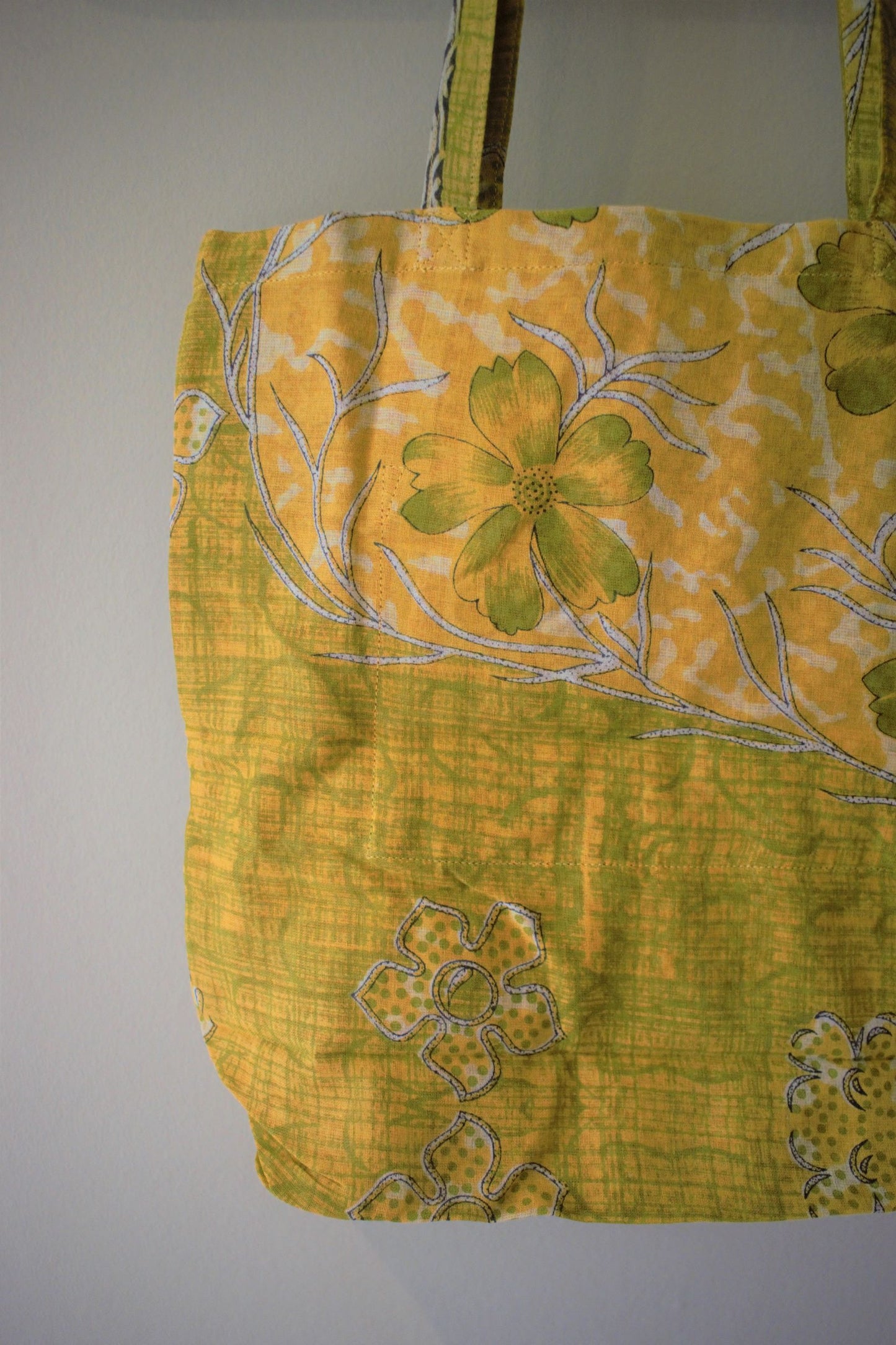 Vintage sari cotton tote shopping bag - 1