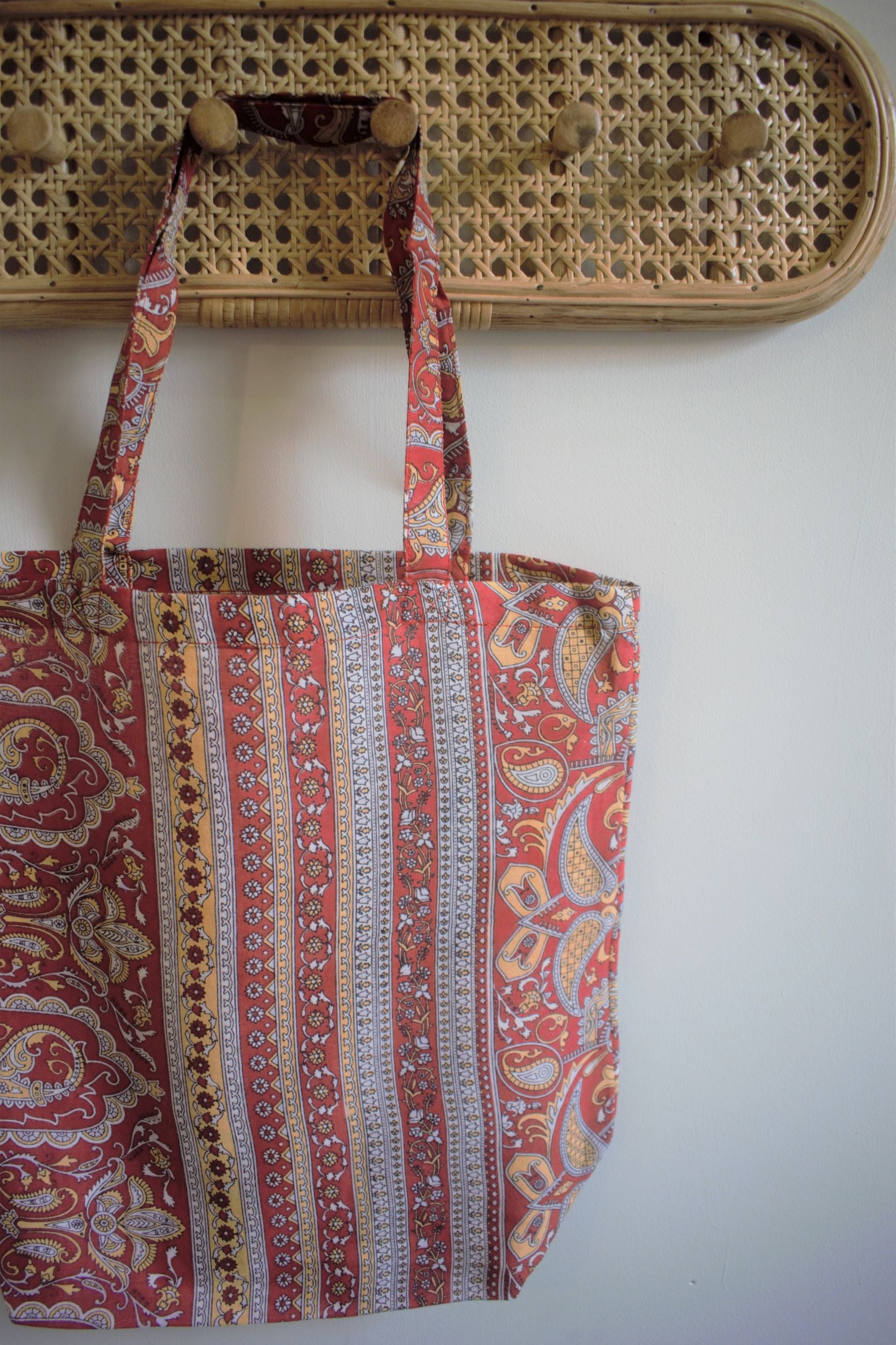 Vintage sari cotton tote shopping bag - 1