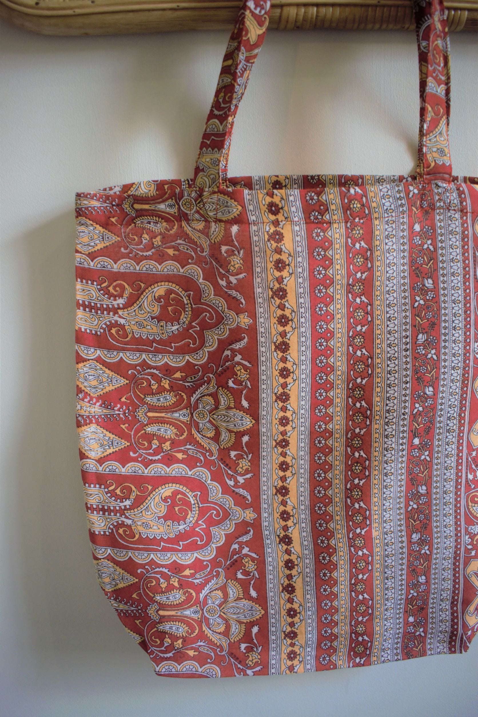 Vintage sari cotton tote shopping bag - 2