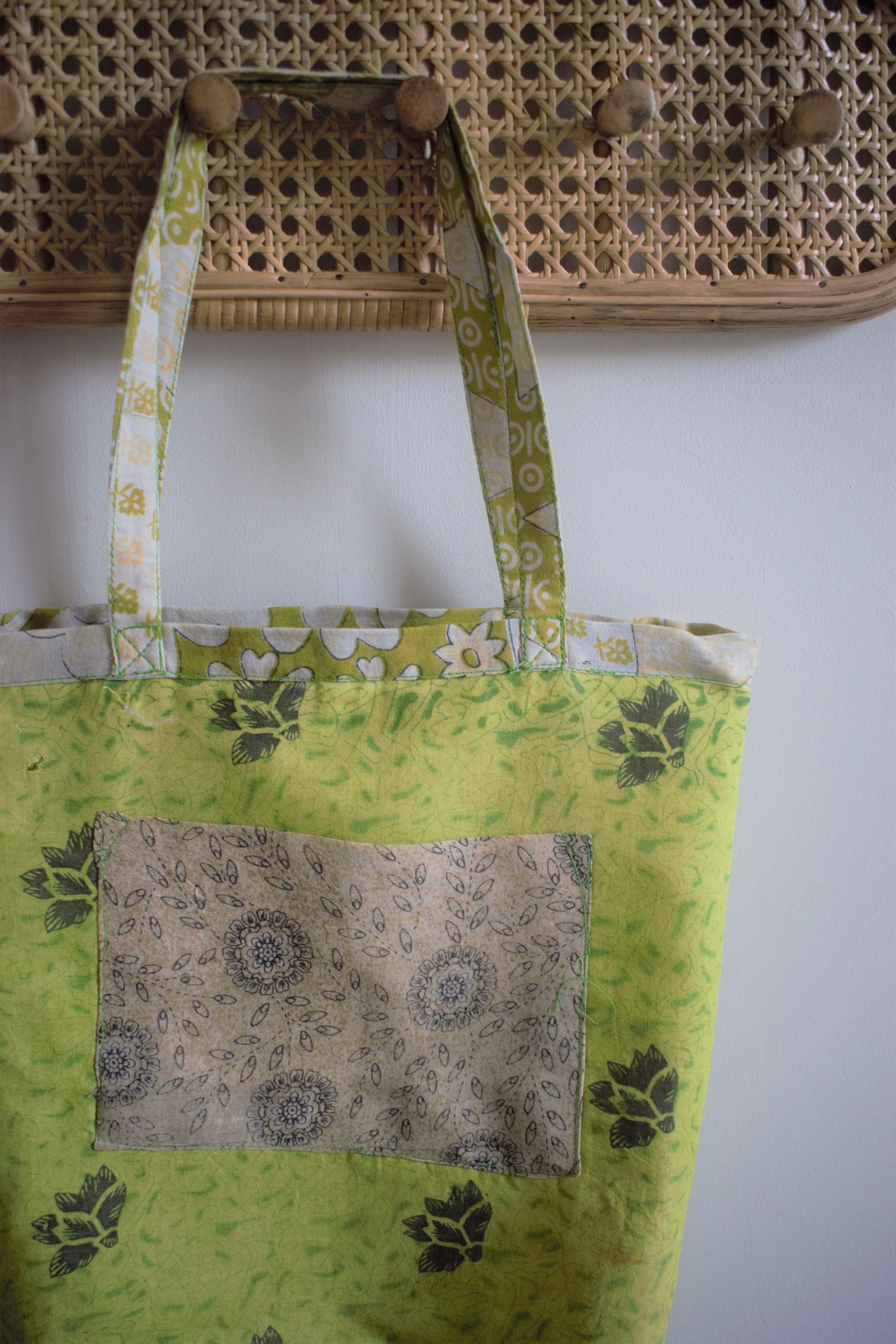 Vintage sari cotton tote shopping bag - 3