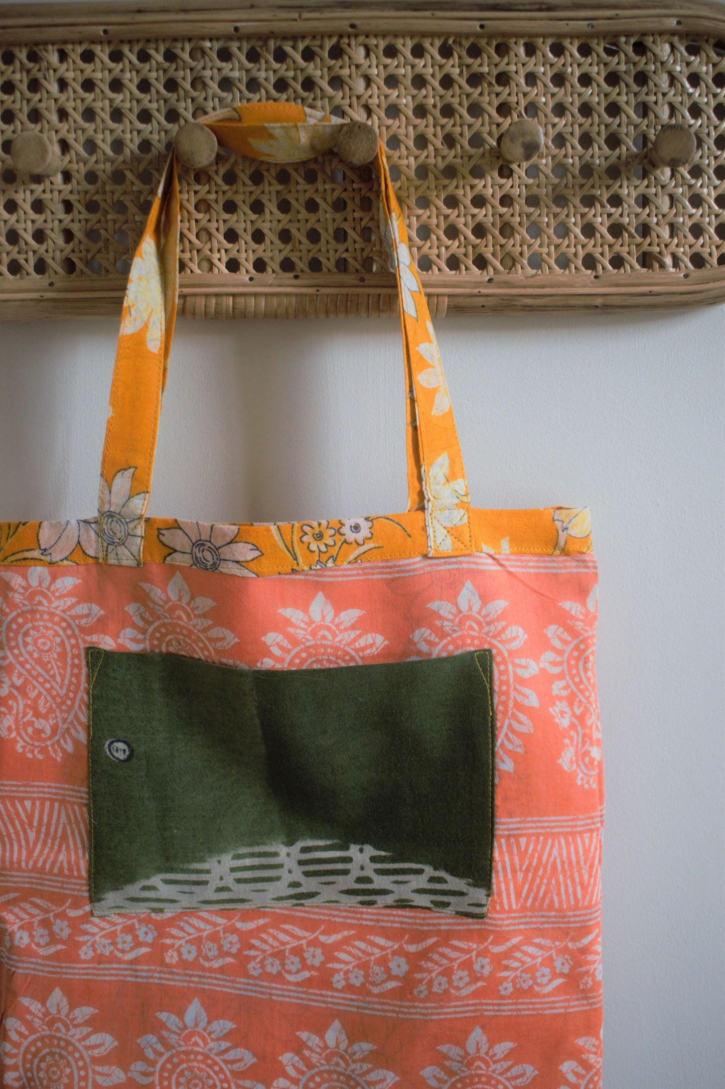 Vintage cotton sari tote shopping bags - 4