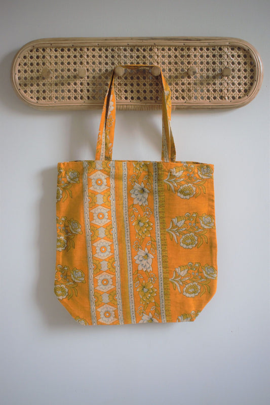 Vintage sari cotton tote shopping bag - 0