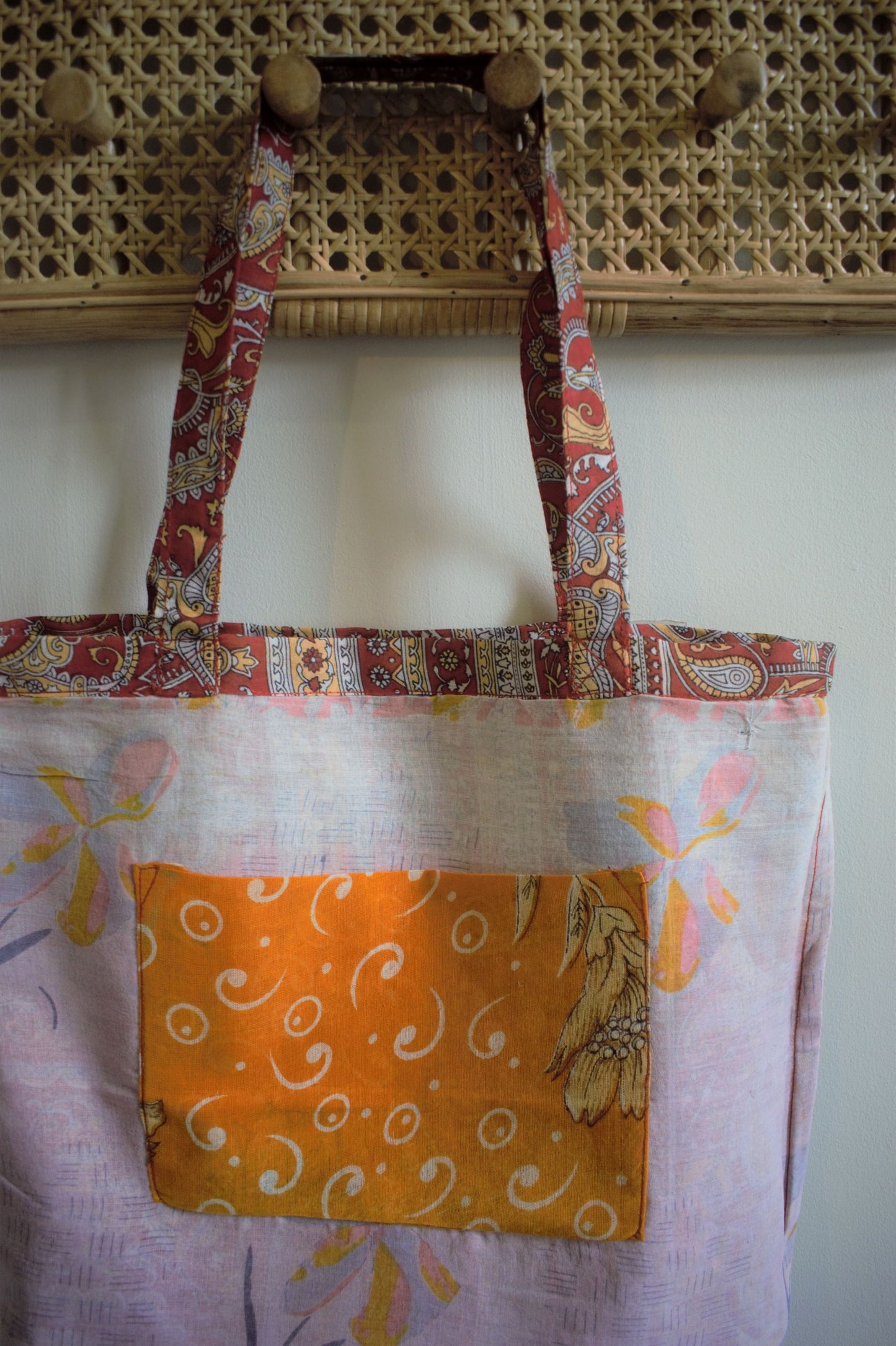 Vintage sari cotton tote shopping bag - 4