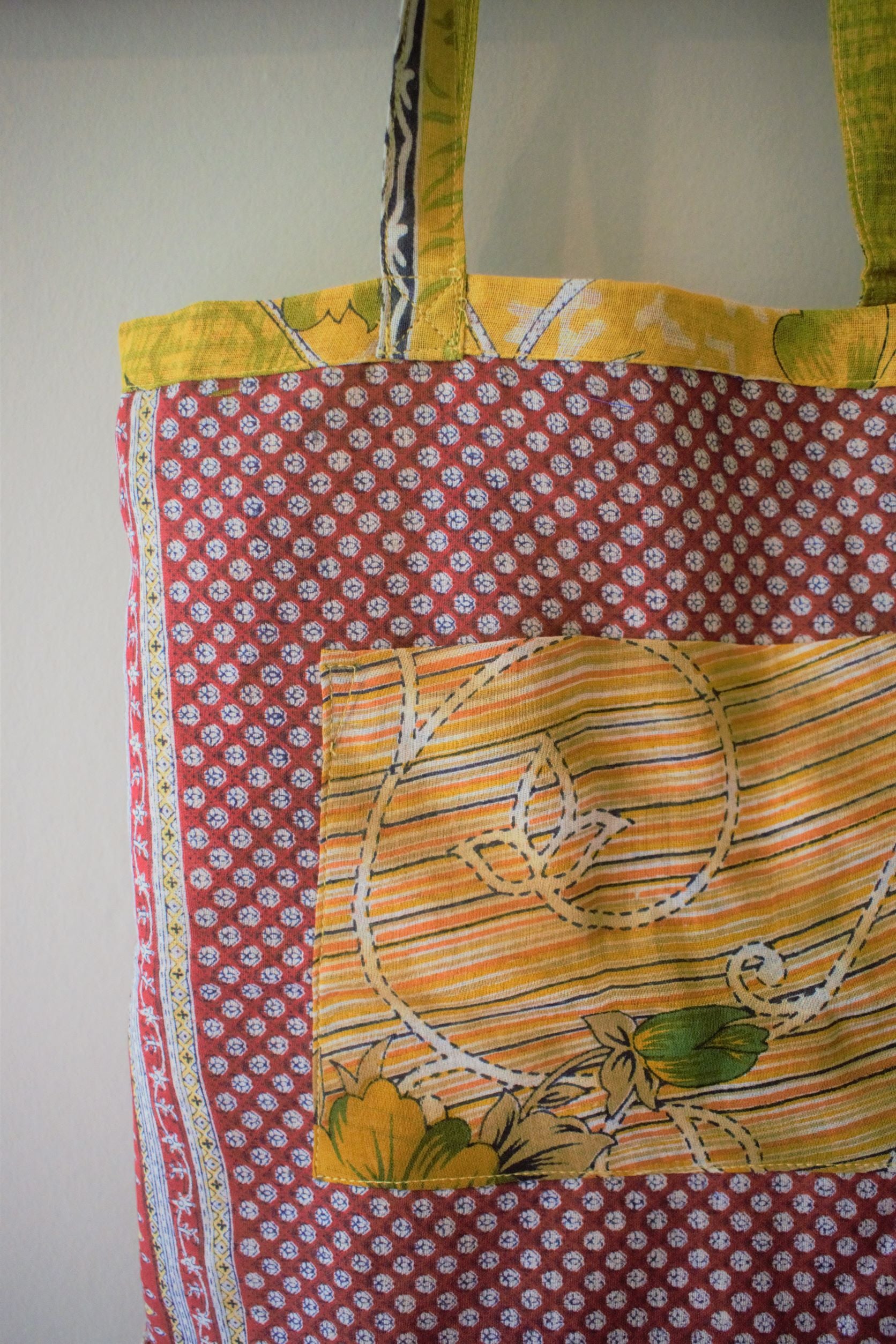 Vintage sari cotton tote shopping bag - 4