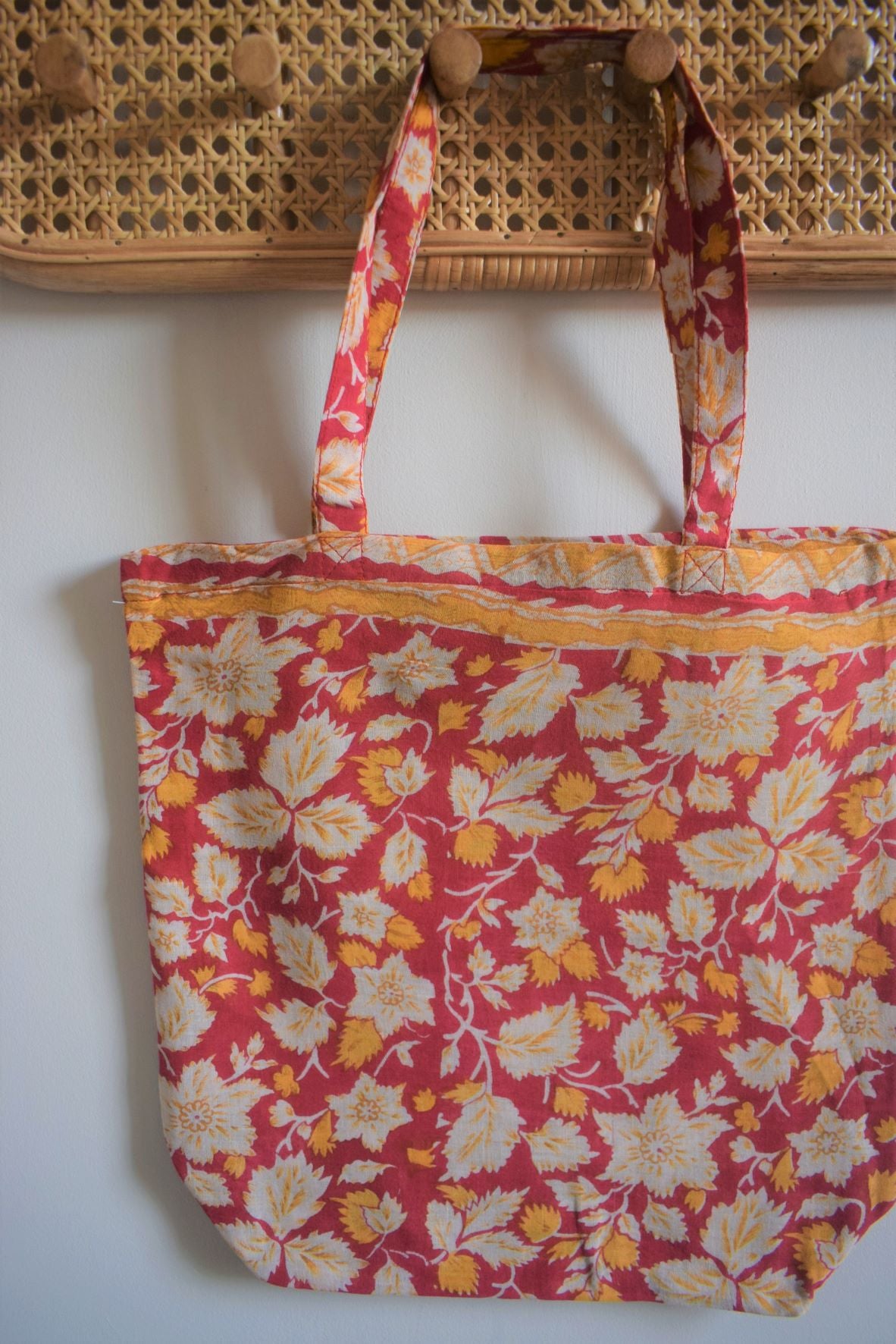 Vintage sari cotton tote shopping bag - 1