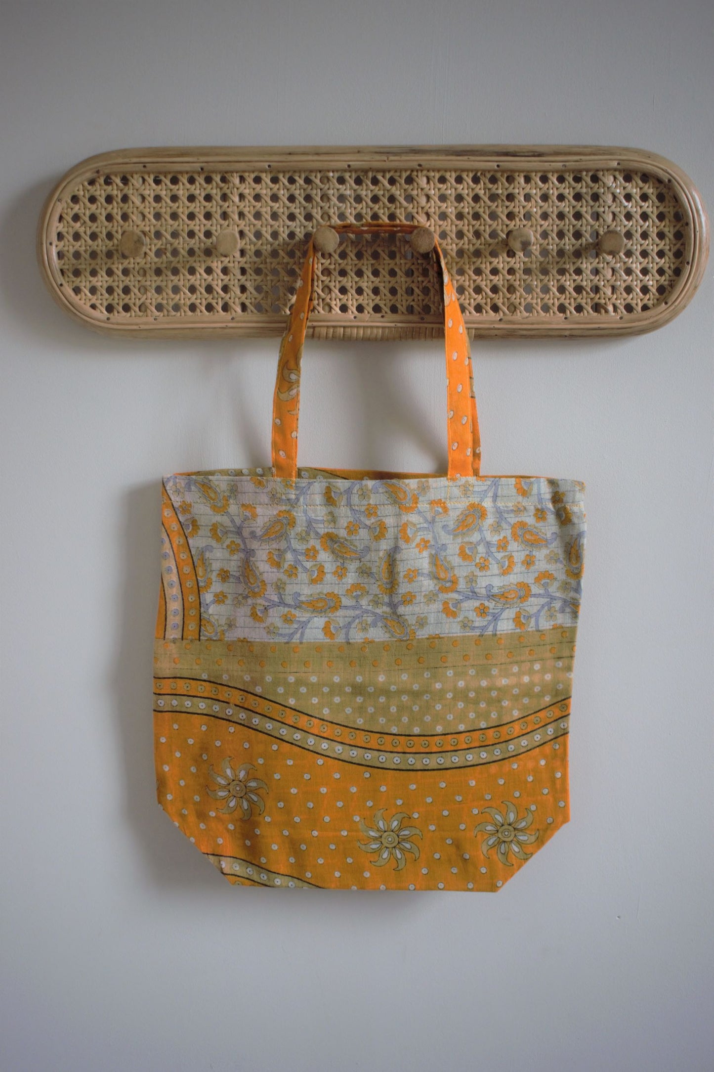 Vintage sari cotton tote shopping bag - 0