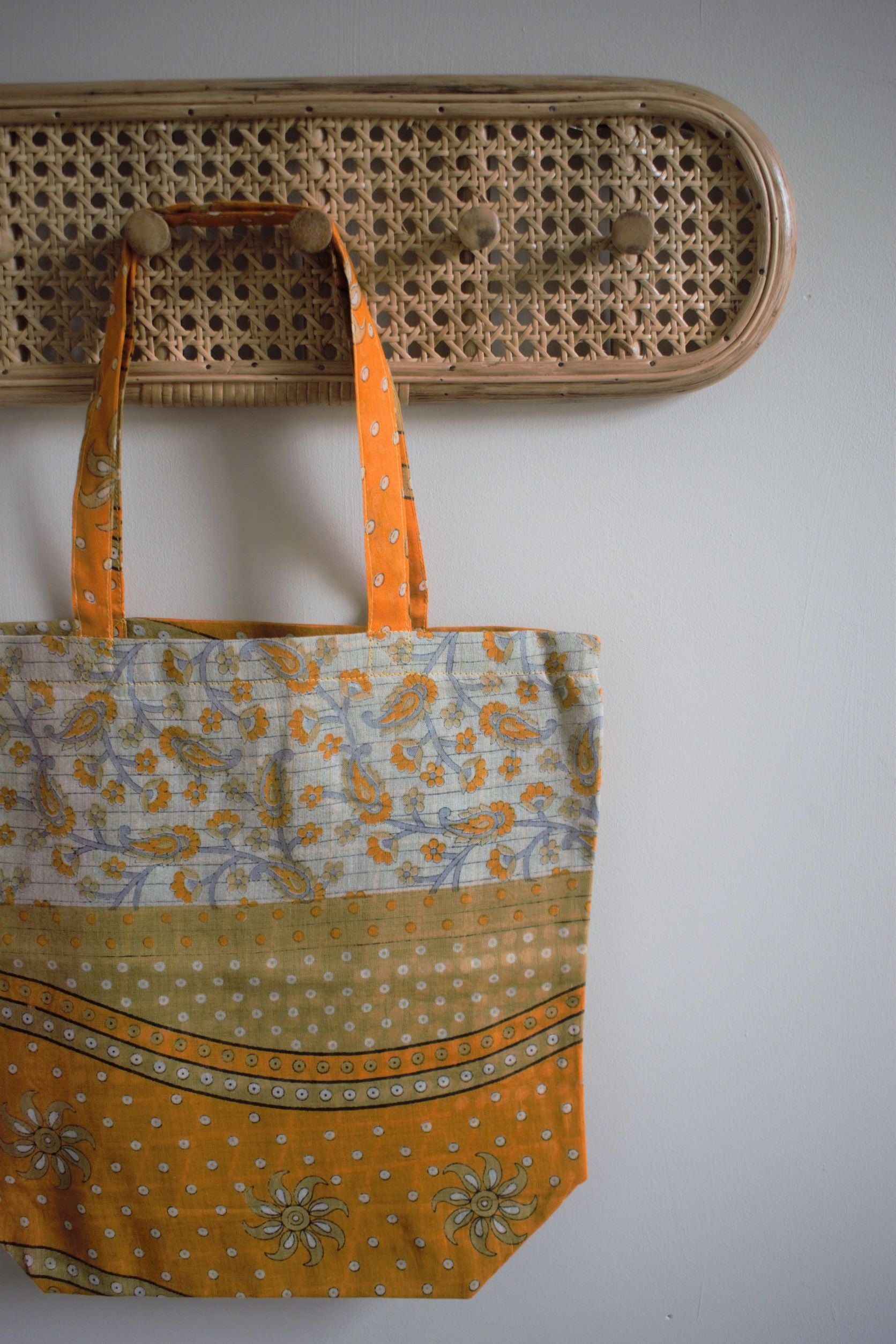 Vintage sari cotton tote shopping bag - 1