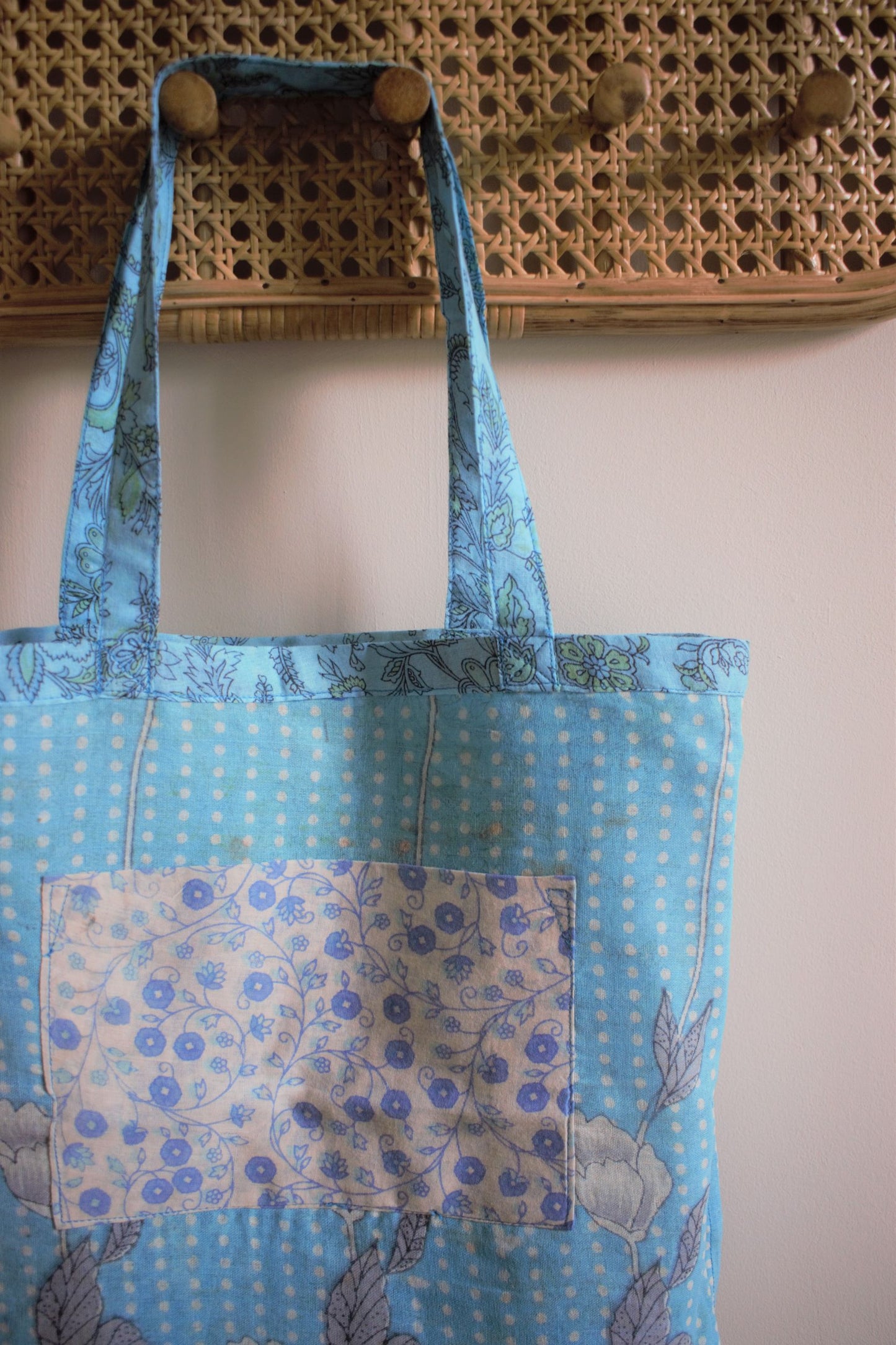 Vintage sari cotton tote shopping bag - 4