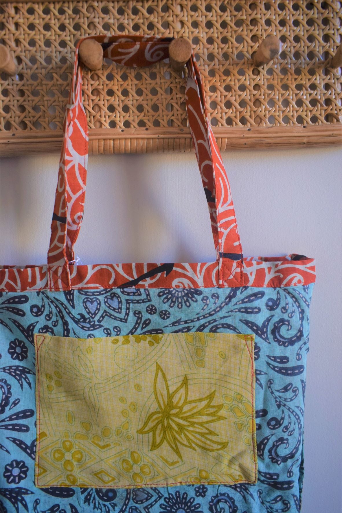 Vintage sari cotton tote shopping bag - 4