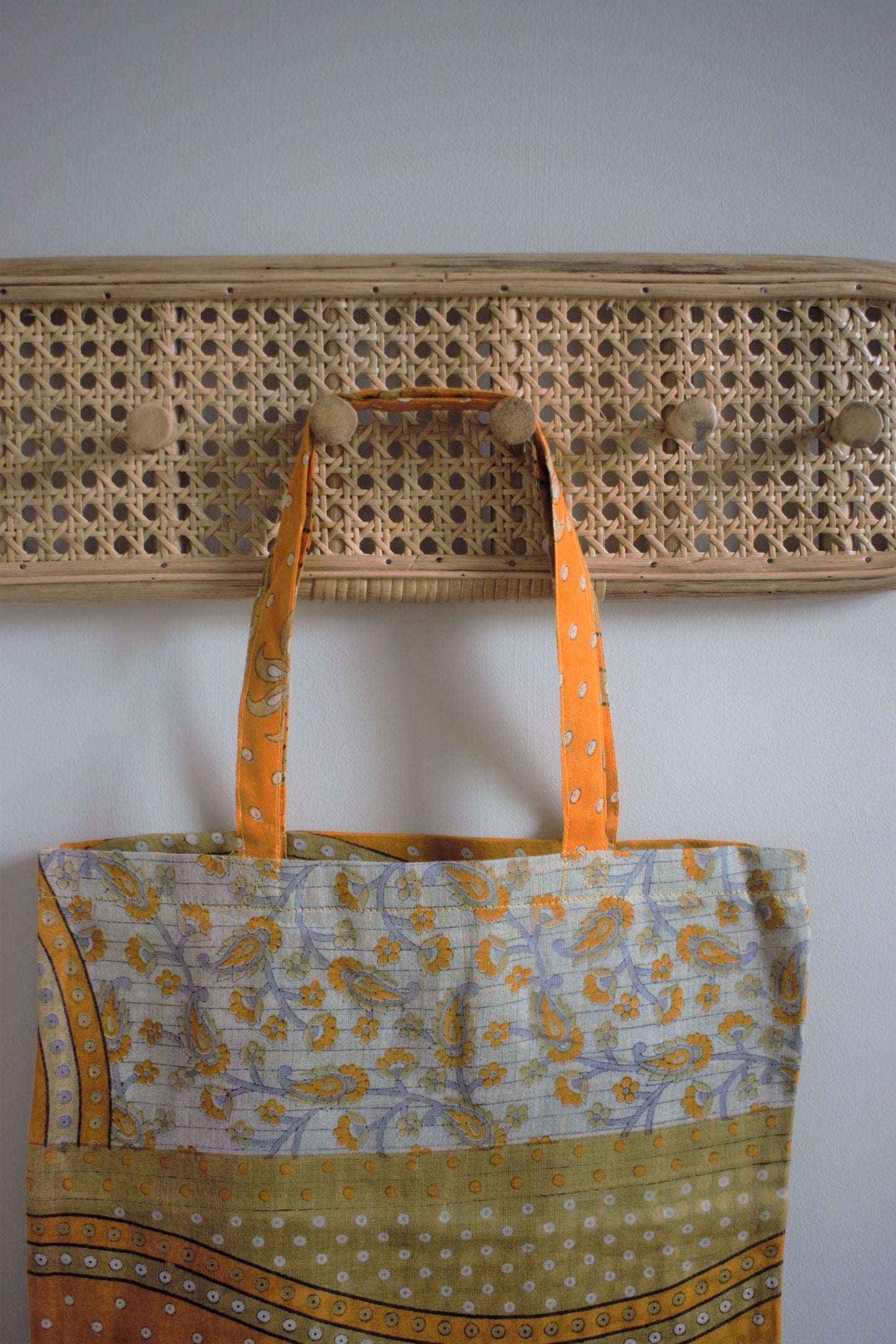 Vintage sari cotton tote shopping bag - 2