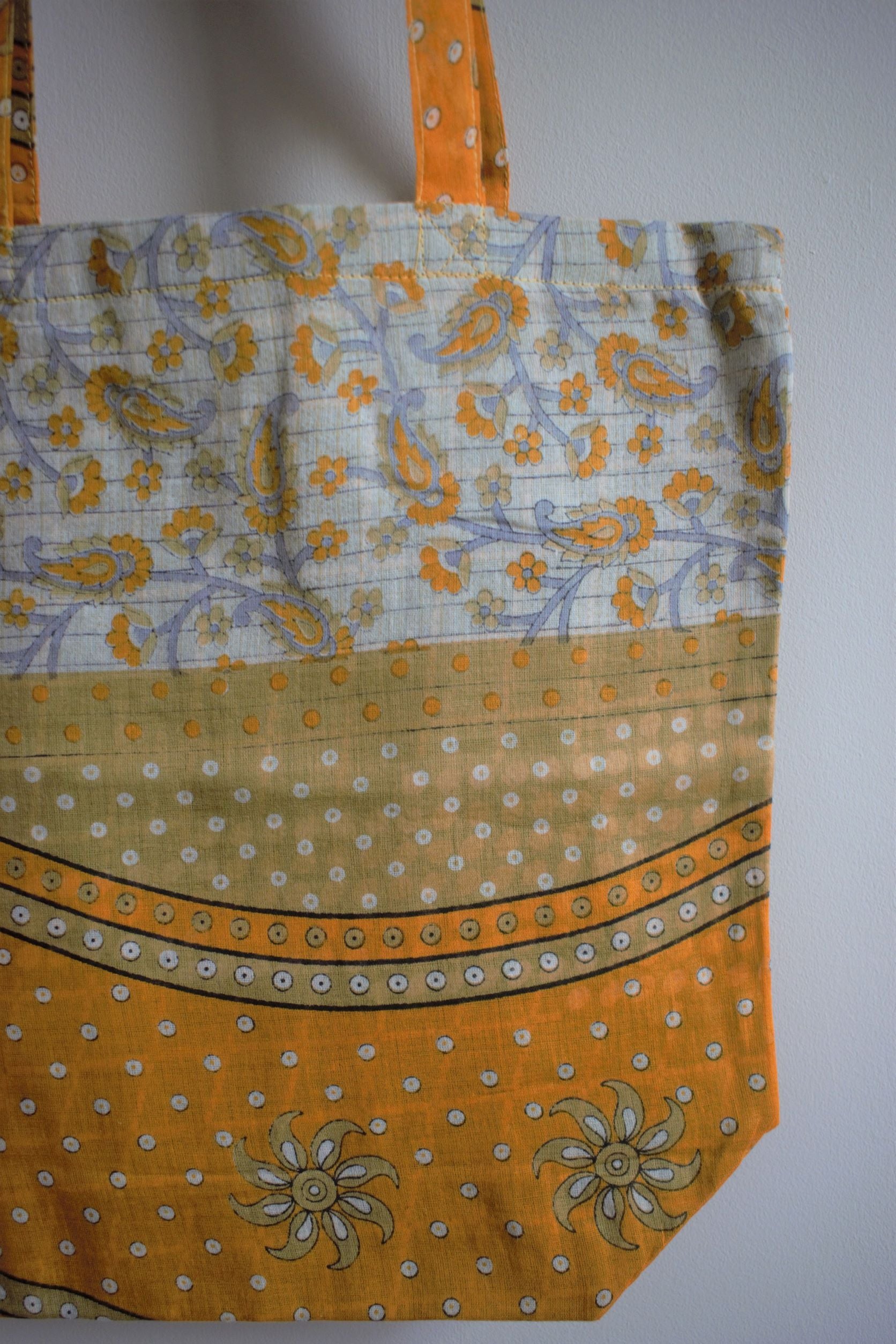 Vintage sari cotton tote shopping bag - 3