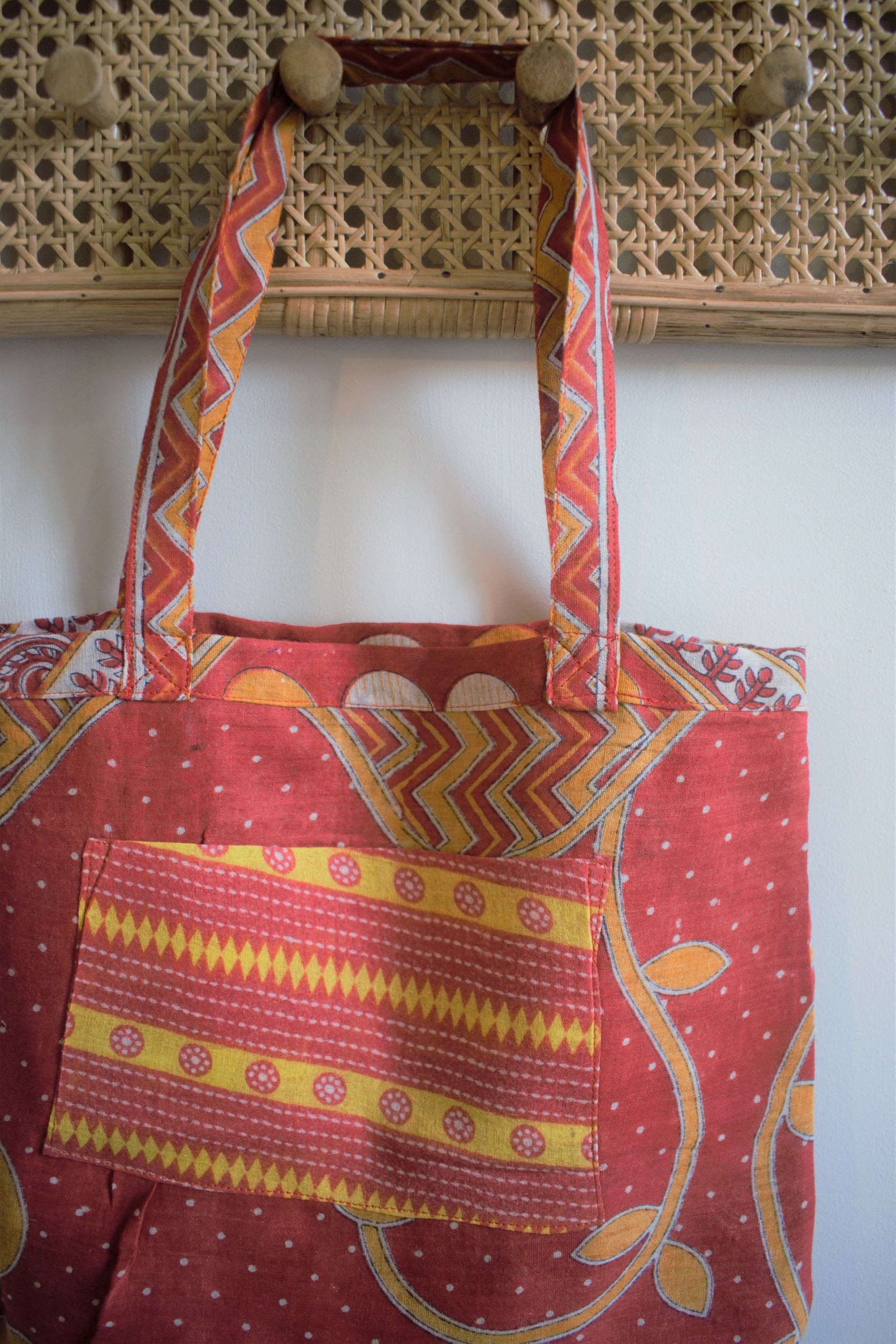 Vintage sari cotton tote shopping bag - 4