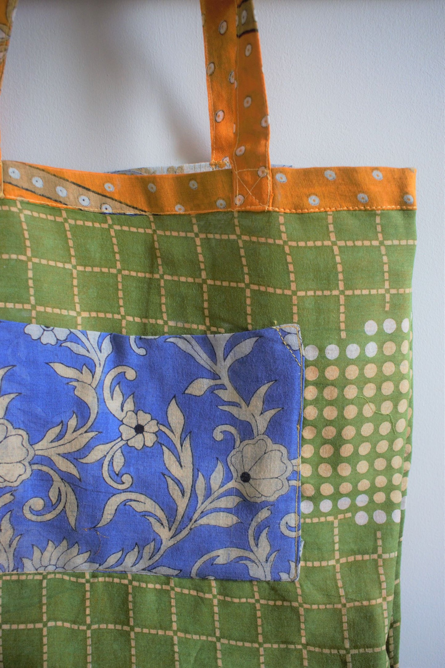 Vintage sari cotton tote shopping bag - 4