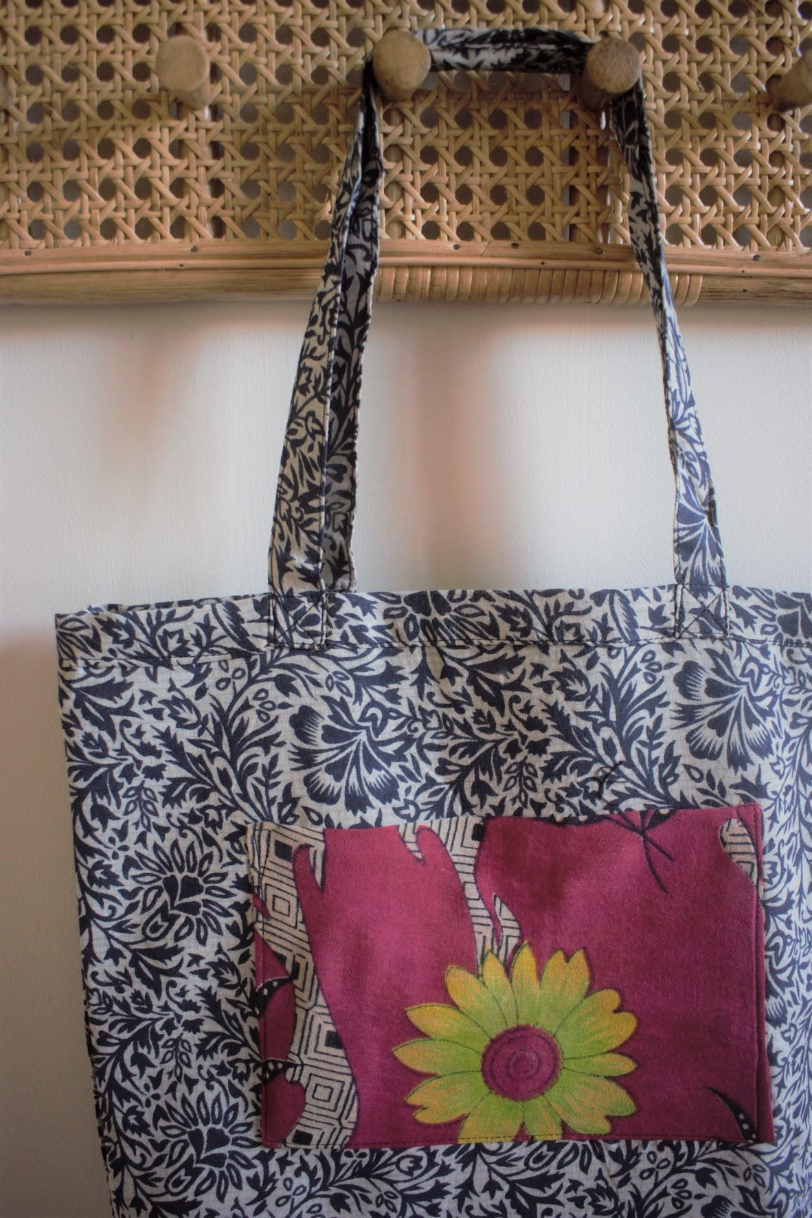 Vintage sari cotton tote shopping bag - 3