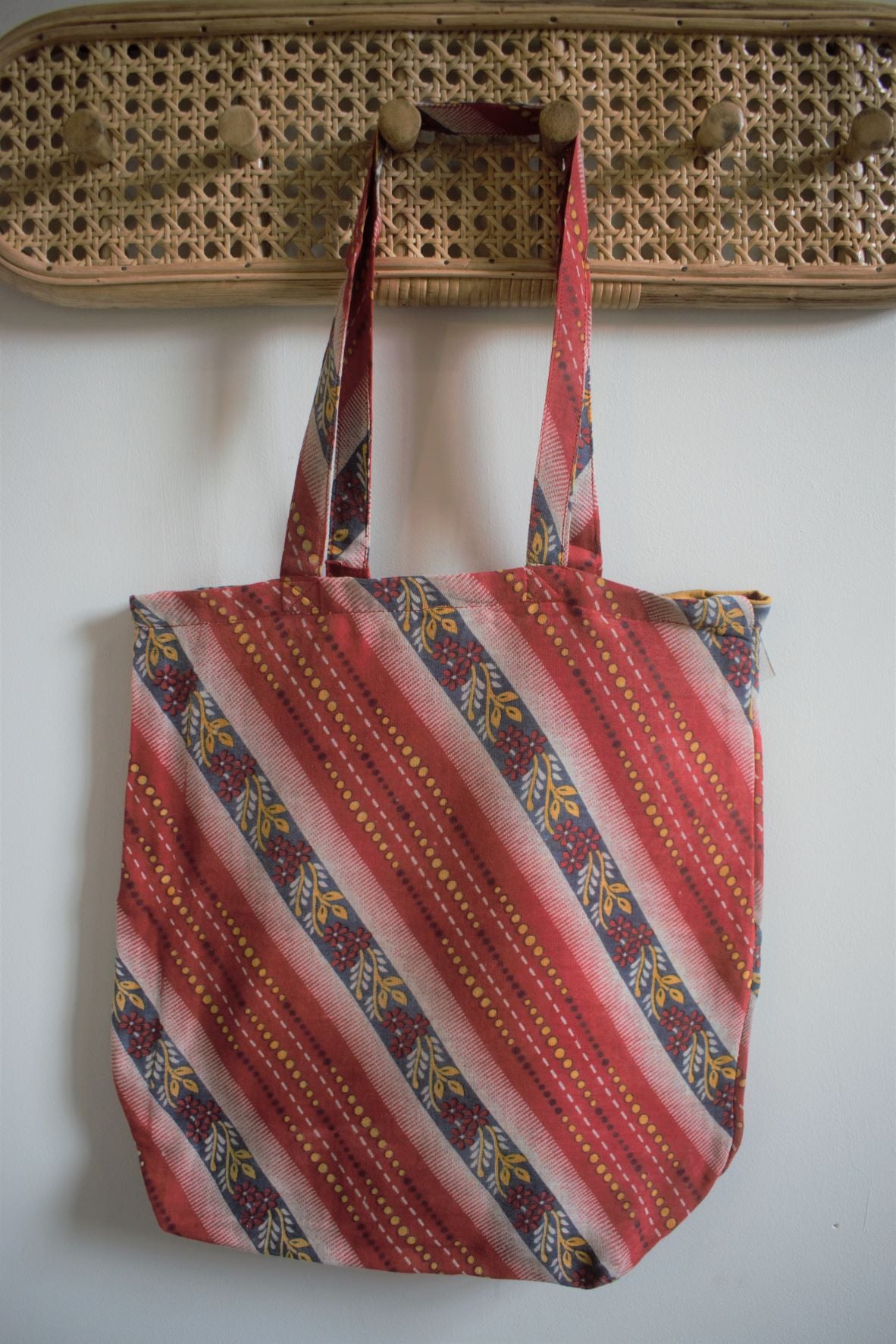 Vintage sari cotton tote shopping bag - 1