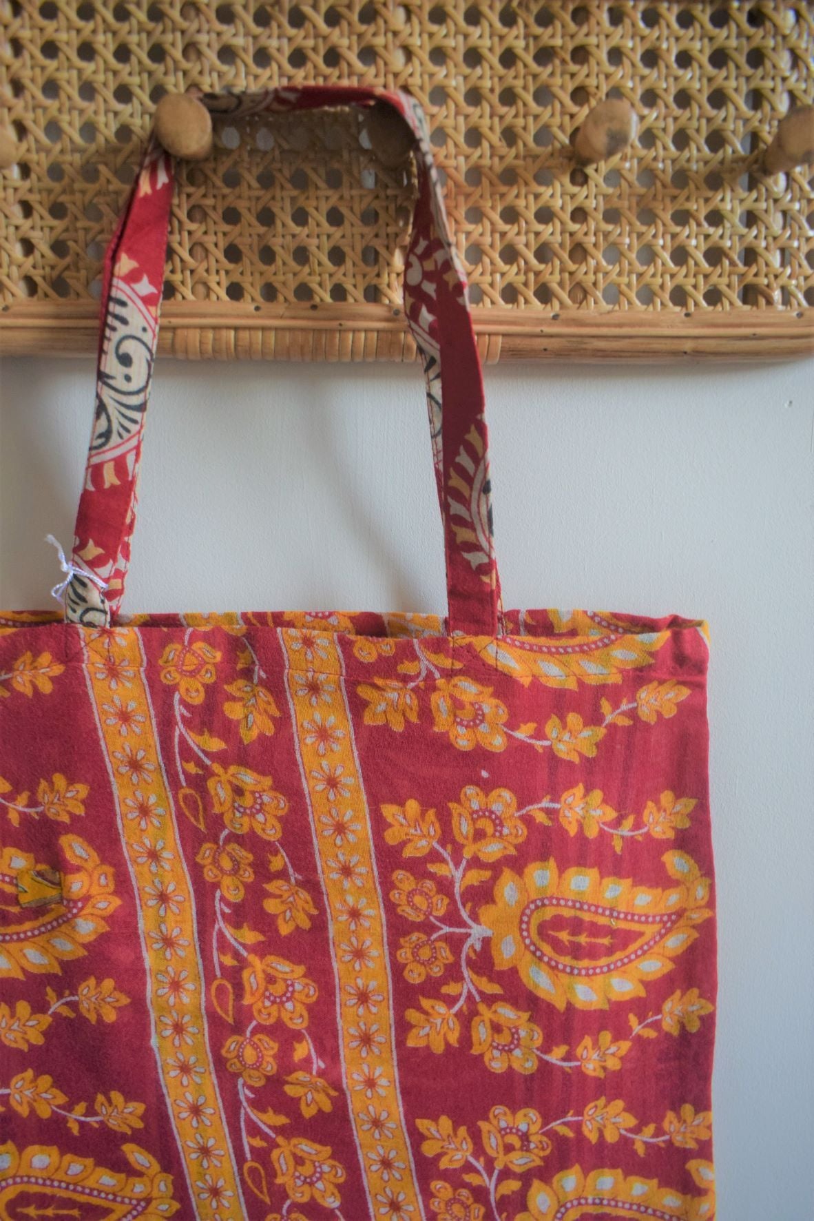 Vintage sari cotton tote shopping bag - 3