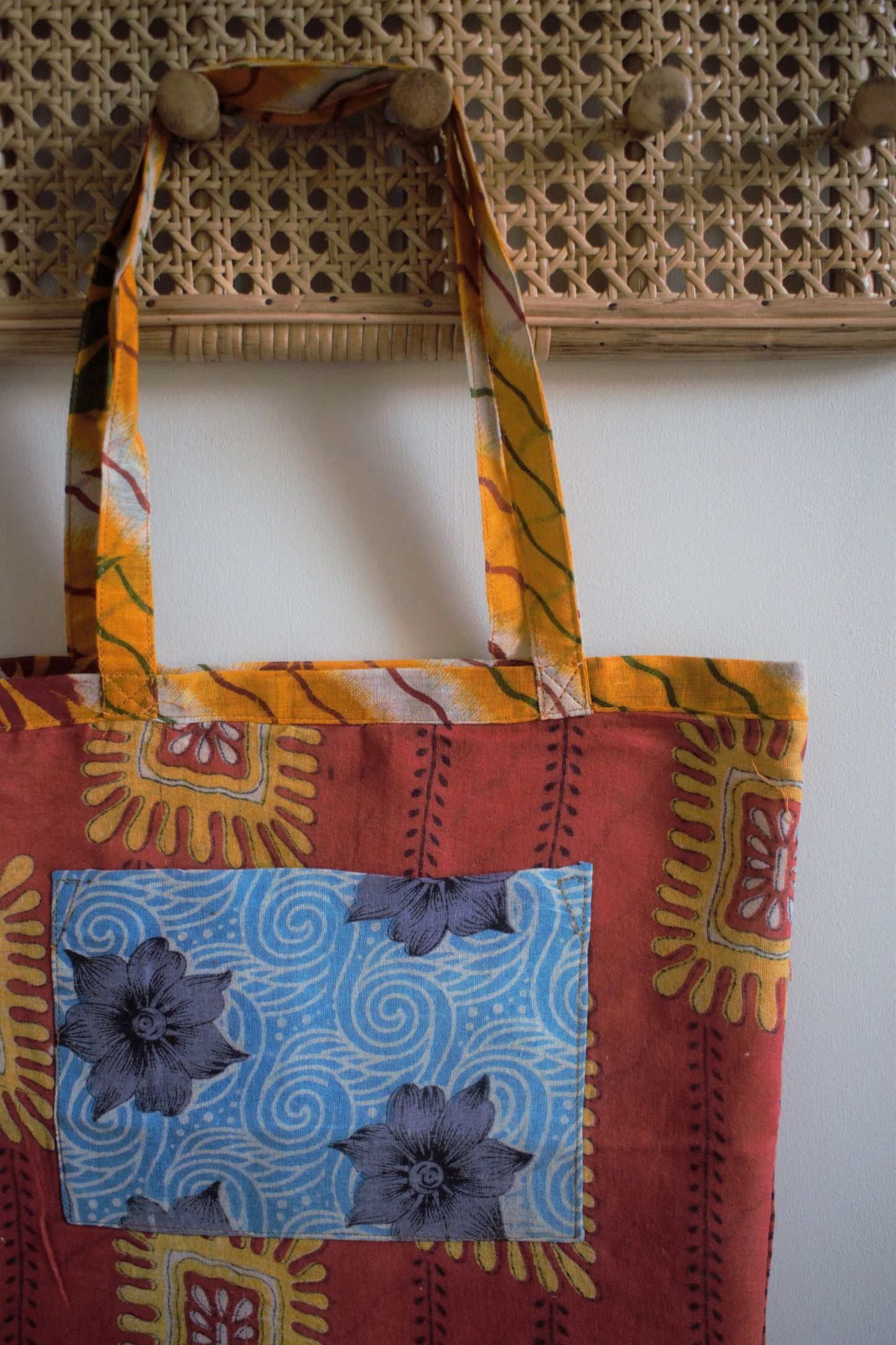 Vintage sari cotton tote shopping bag - 4