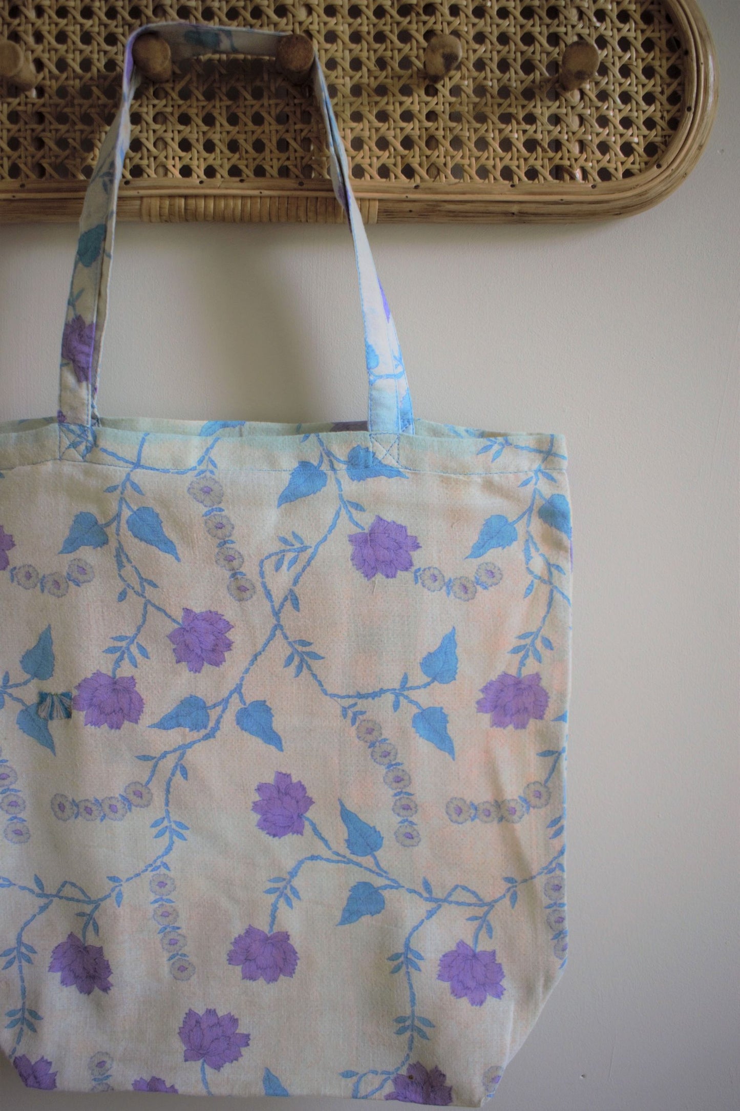 Vintage sari cotton tote shopping bag - 1